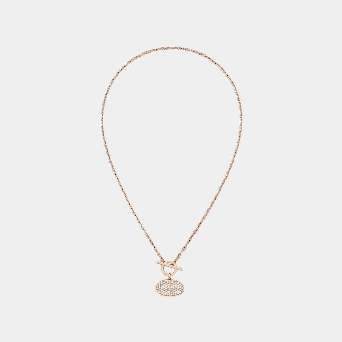 Hermes Contour Anchor Chain Pendant Rose Gold Diamonds, Front