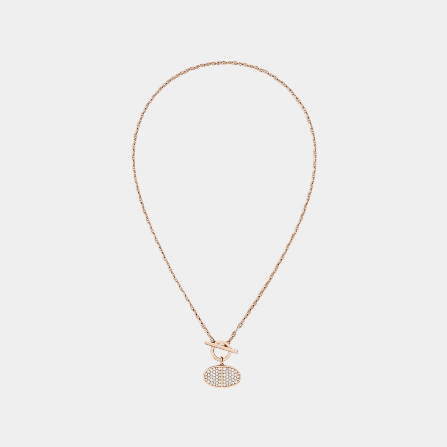 Hermes Contour Anchor Chain Pendant Rose Gold Diamonds, Front
