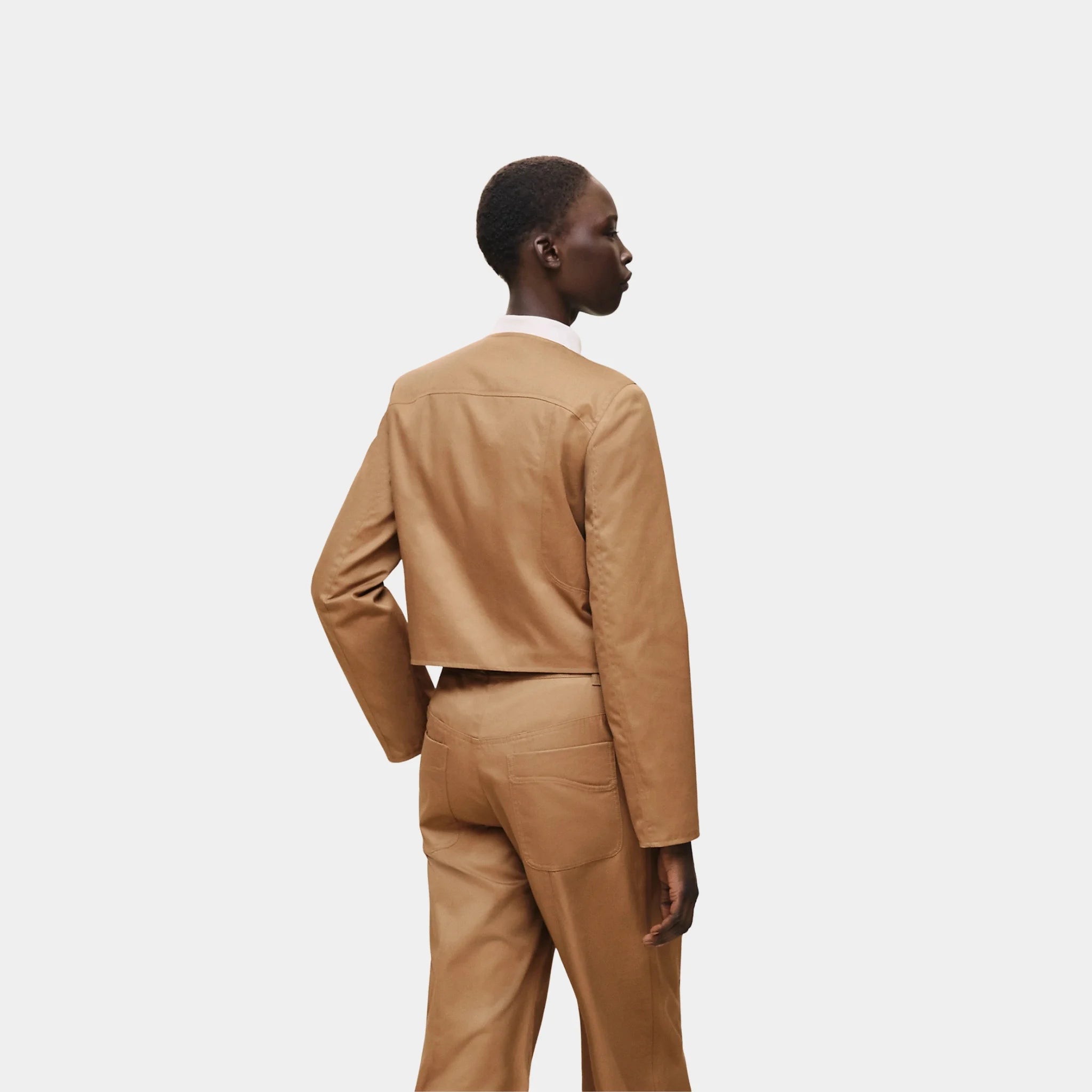 Hermes Cotton Twill Jacket, Brun Mahogany, Back