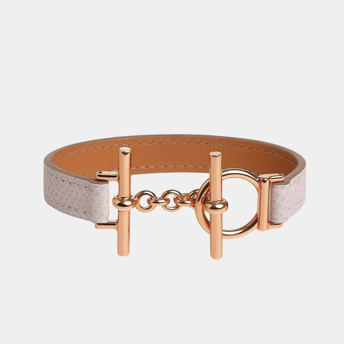 Hermes Croisiere Simple Tour Bracelet Epsom Calfskin Rose Gold Plated, Mauve Pale