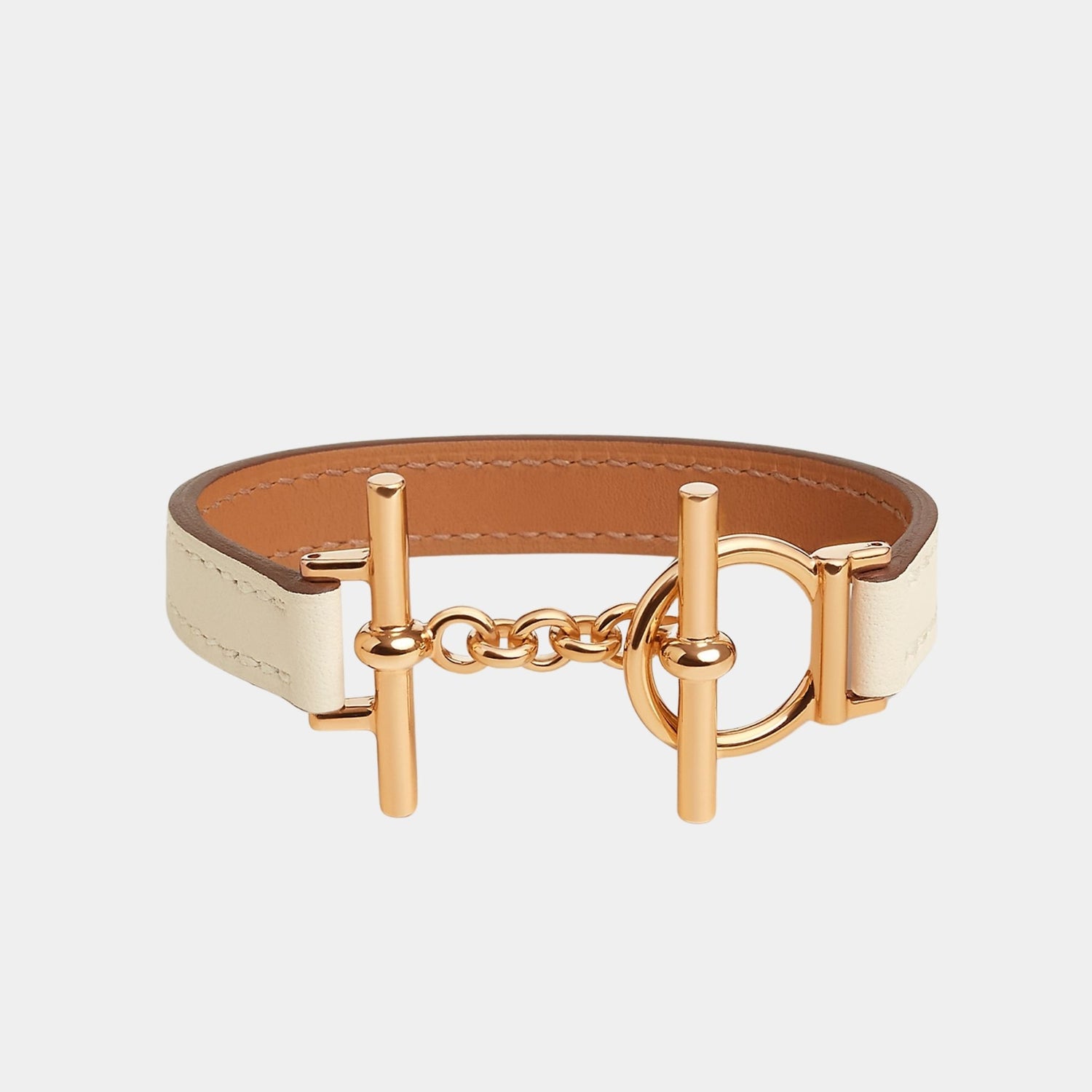 Hermes Croisiere Simple Tour Bracelet Swift Calfskin Gold Plated, Nata