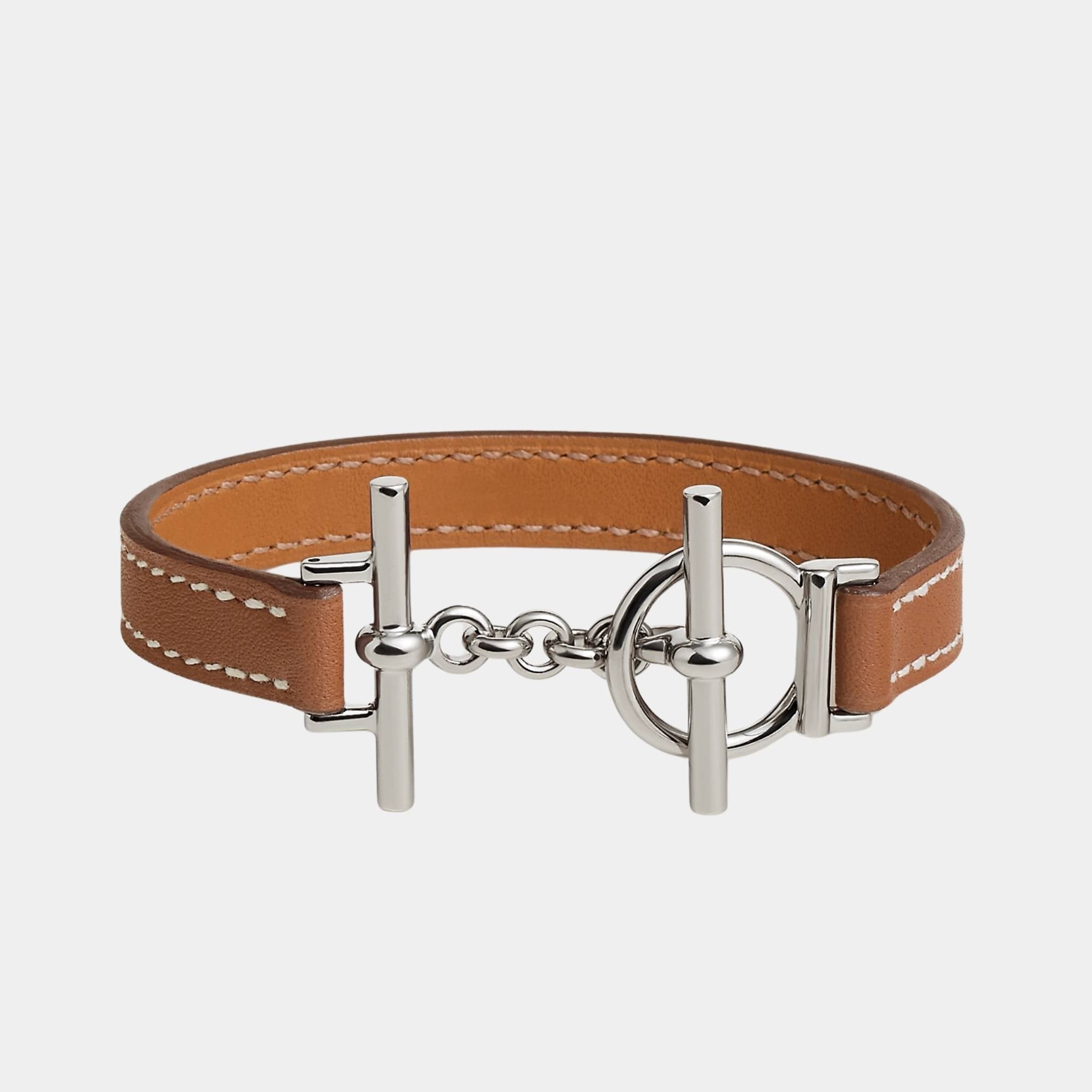 Hermes Croisiere Simple Tour Bracelet Swift Calfskin Palladium Plated, Gold