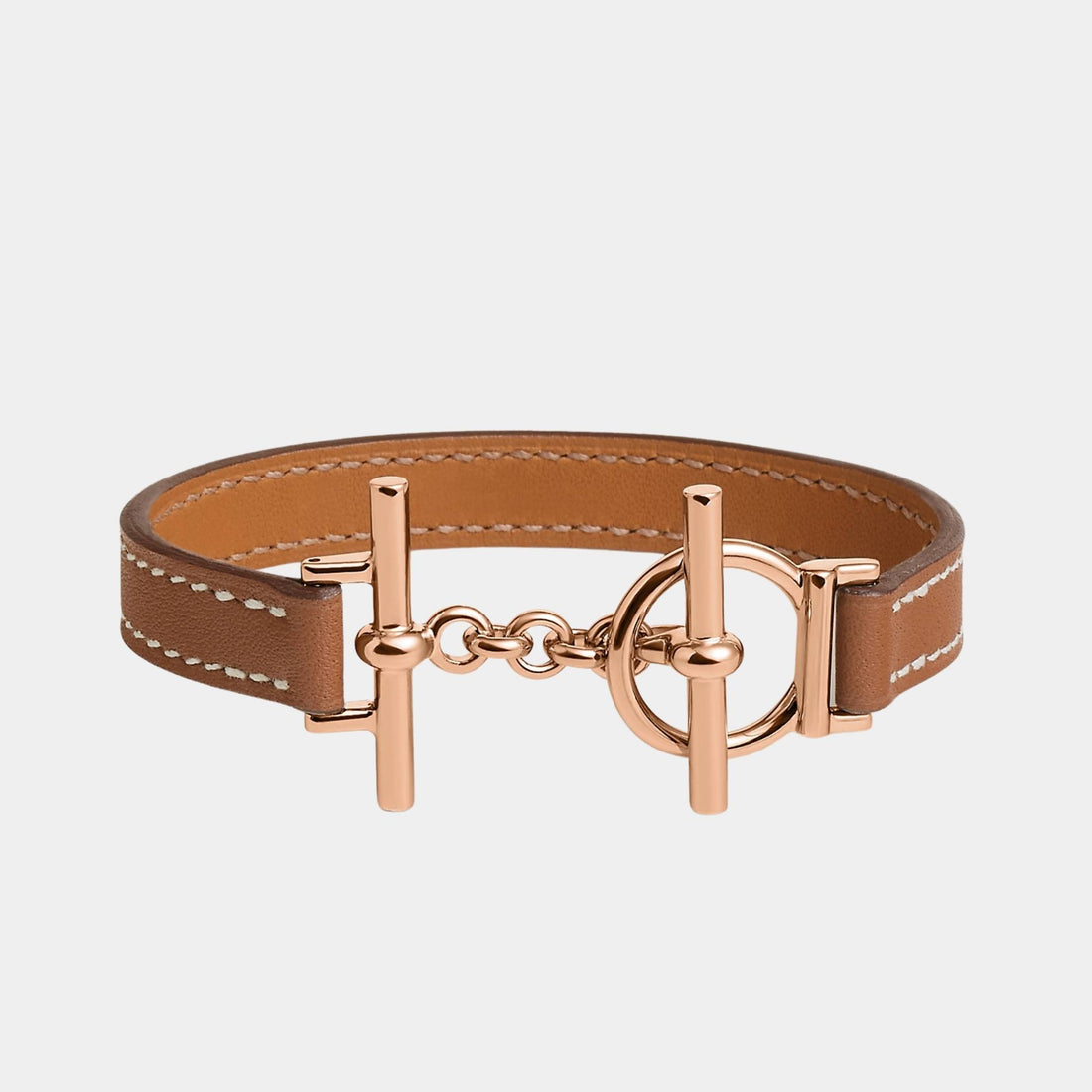 Hermes Croisiere Simple Tour Bracelet Swift Calfskin Rose Gold Plated, Gold