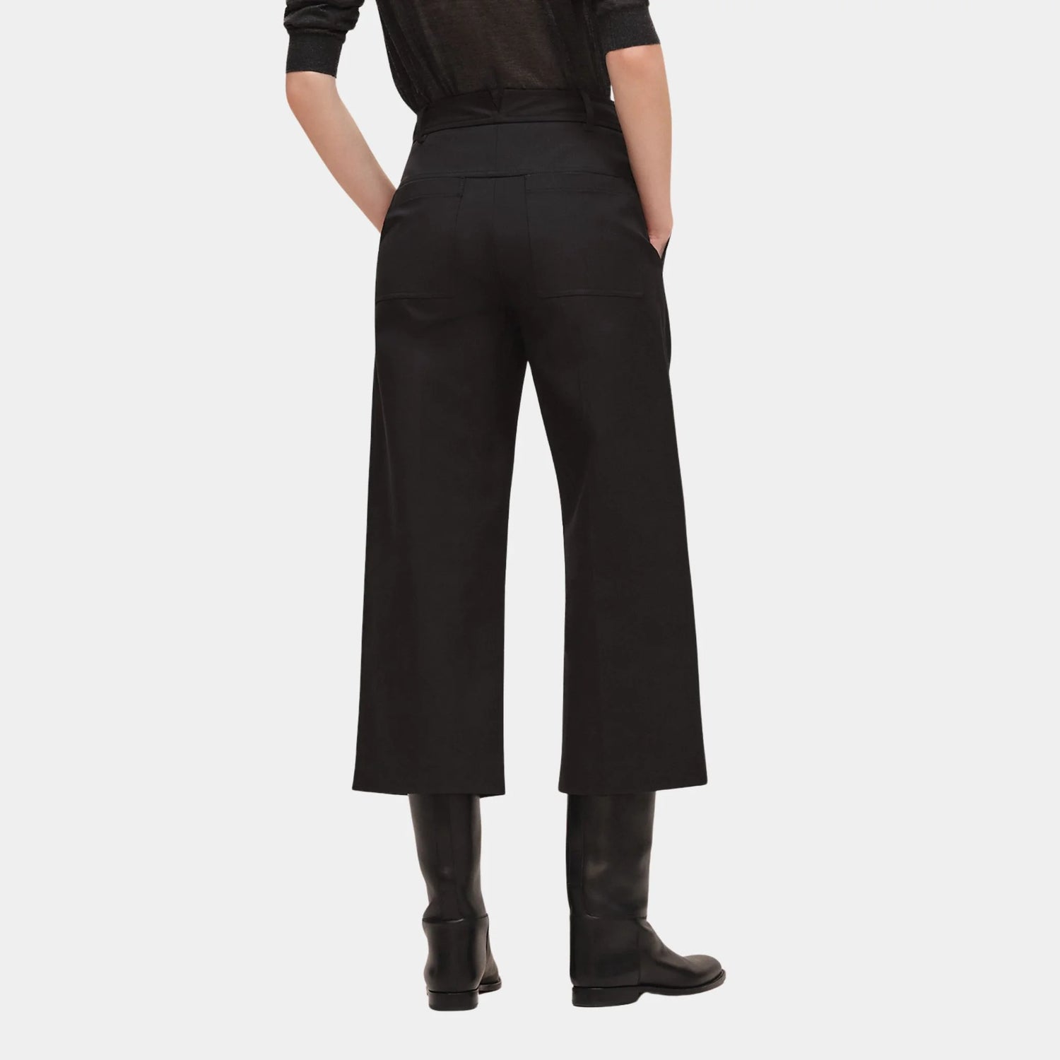 Hermes Cropped Pants in Double Stretch Cotton Twill, Noir, Back