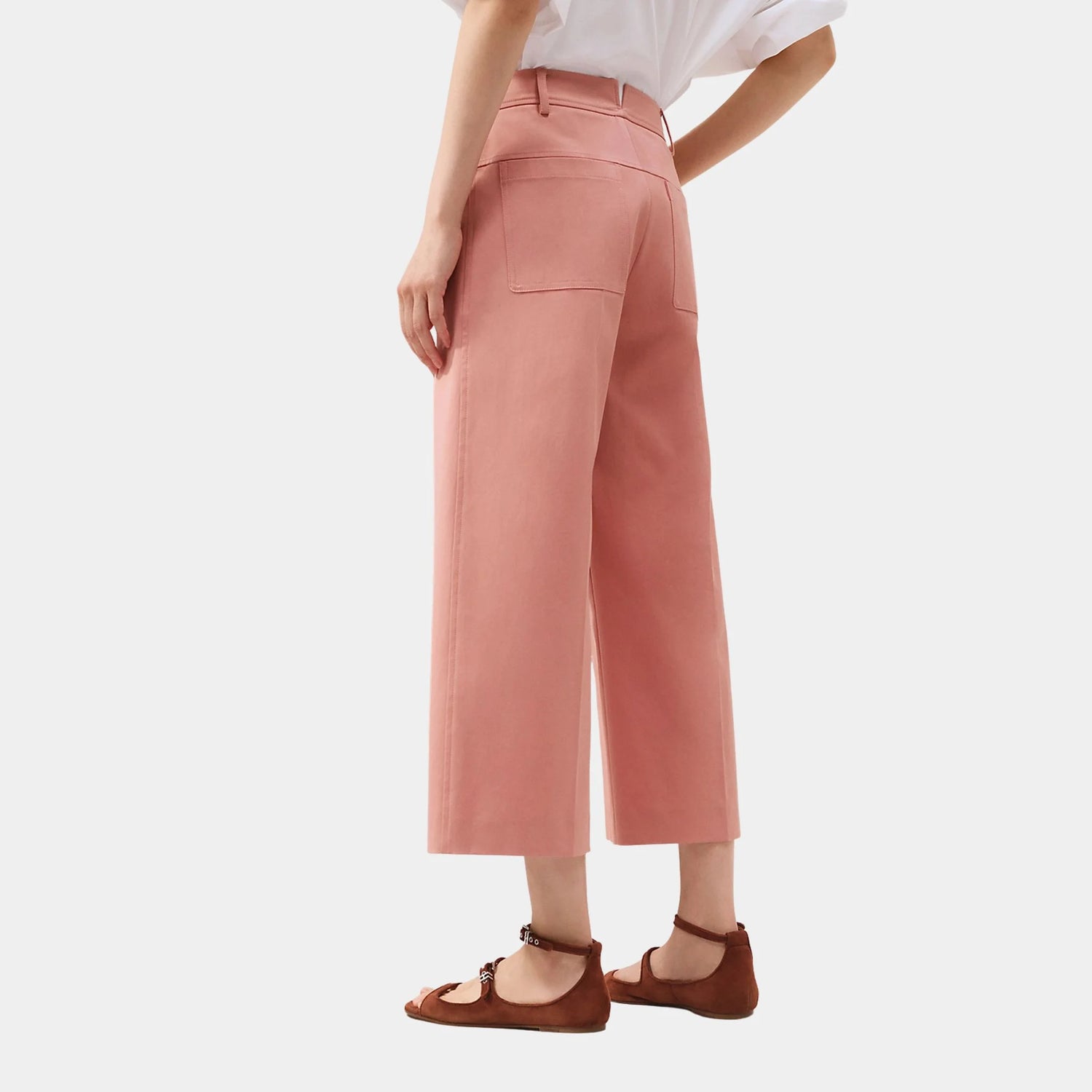 Hermes Cropped Pants in Double Stretch Cotton Twill, Rose Bubinga, Back