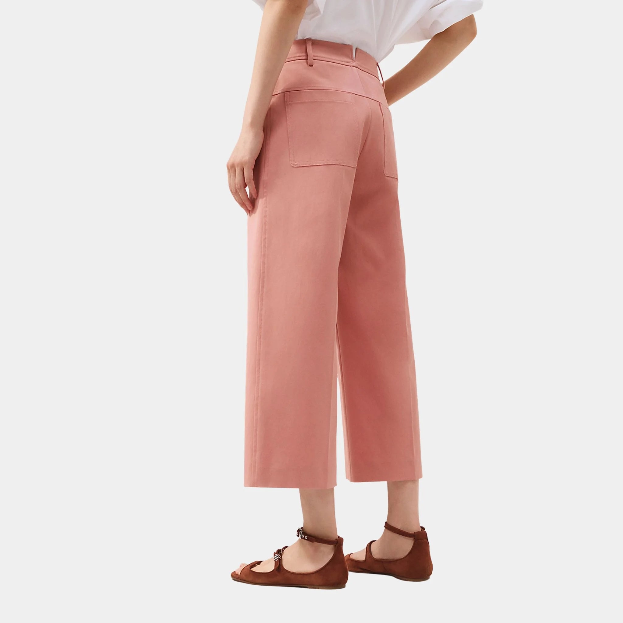 Hermes Cropped Pants in Double Stretch Cotton Twill, Rose Bubinga, Back