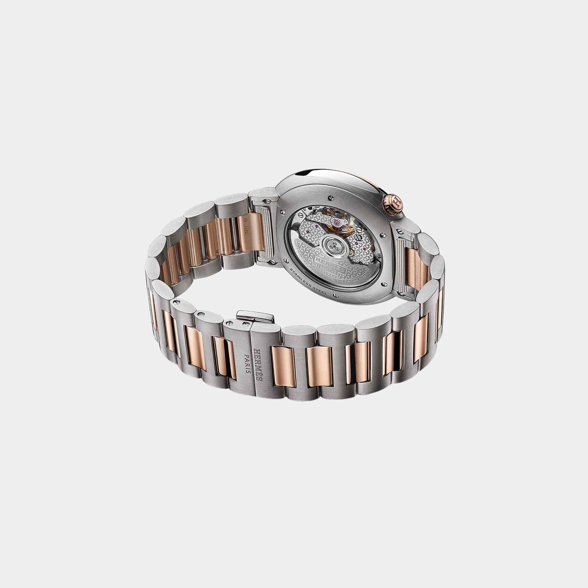 Hermes Cut 36 mm Watch With Steel-Rose Gold Bezel And Bracelet, Back