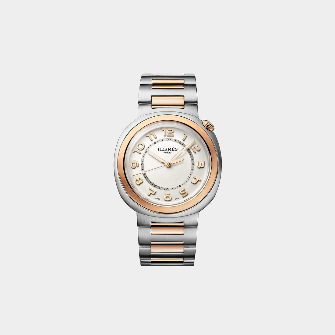 Hermes Cut 36 mm Watch With Steel-Rose Gold Bezel And Bracelet, Front