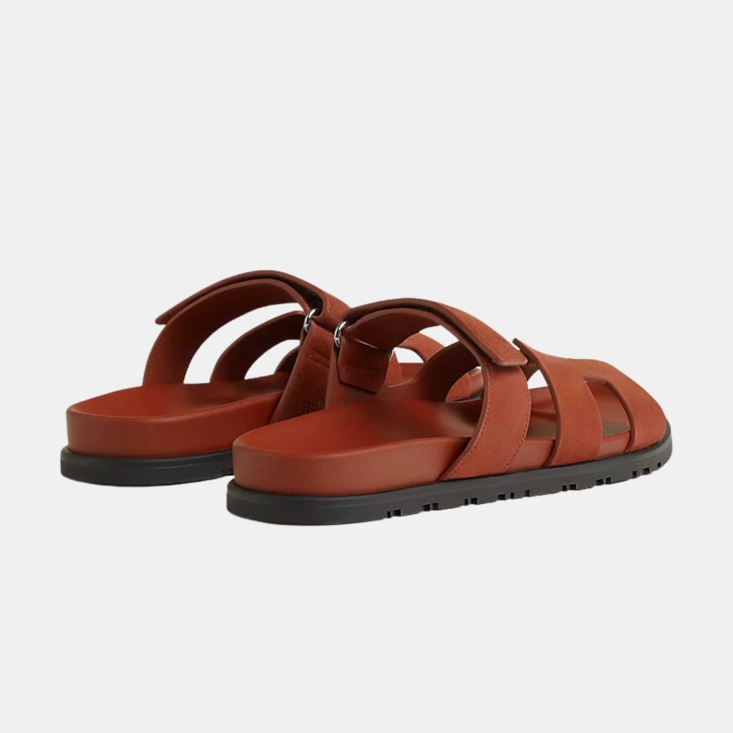 Hermes Chypre Sandals Suede Goatskin Women, Muscavado Brown, Back