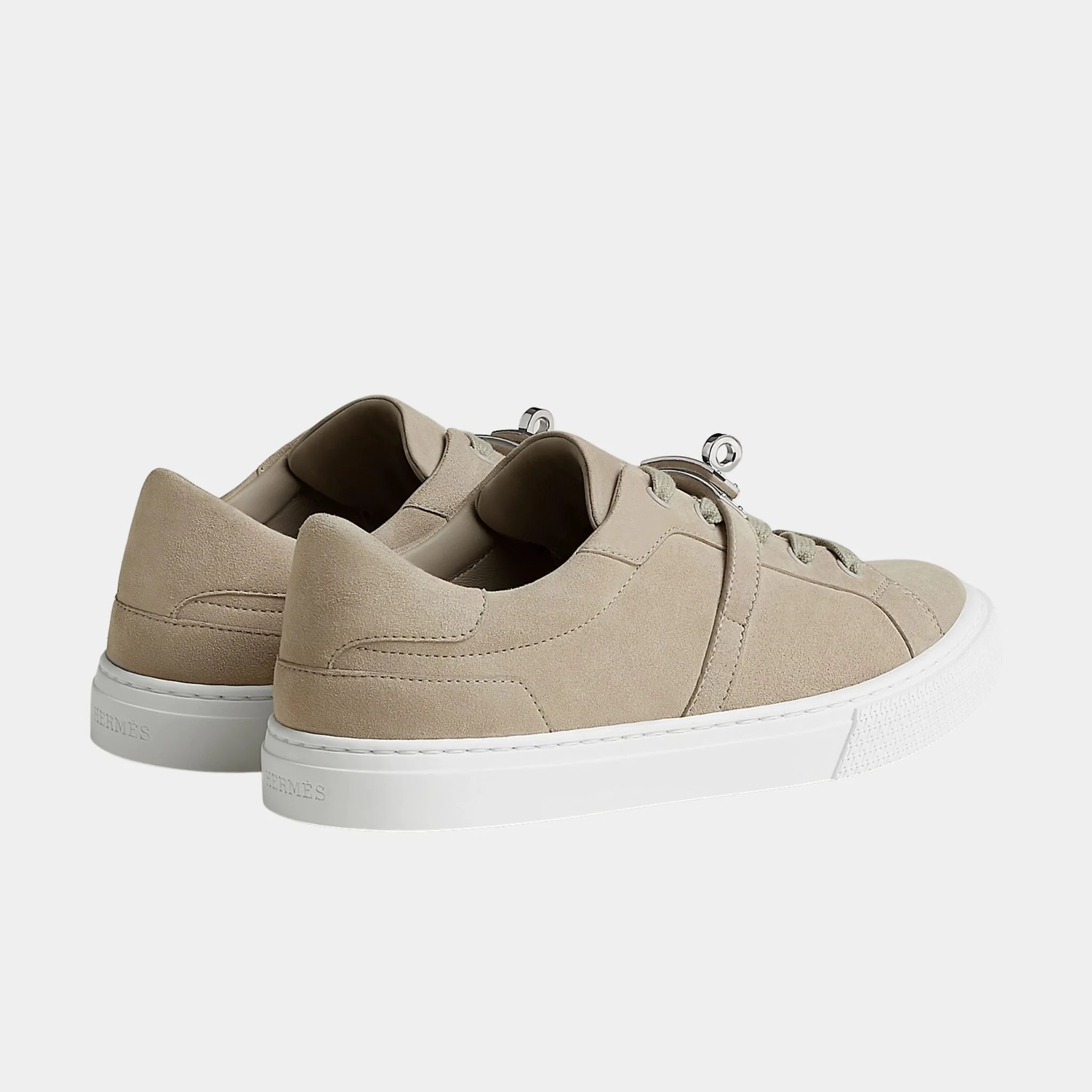 Hermes Day Sneaker in Suede Goatskin, Beige Galet, Back