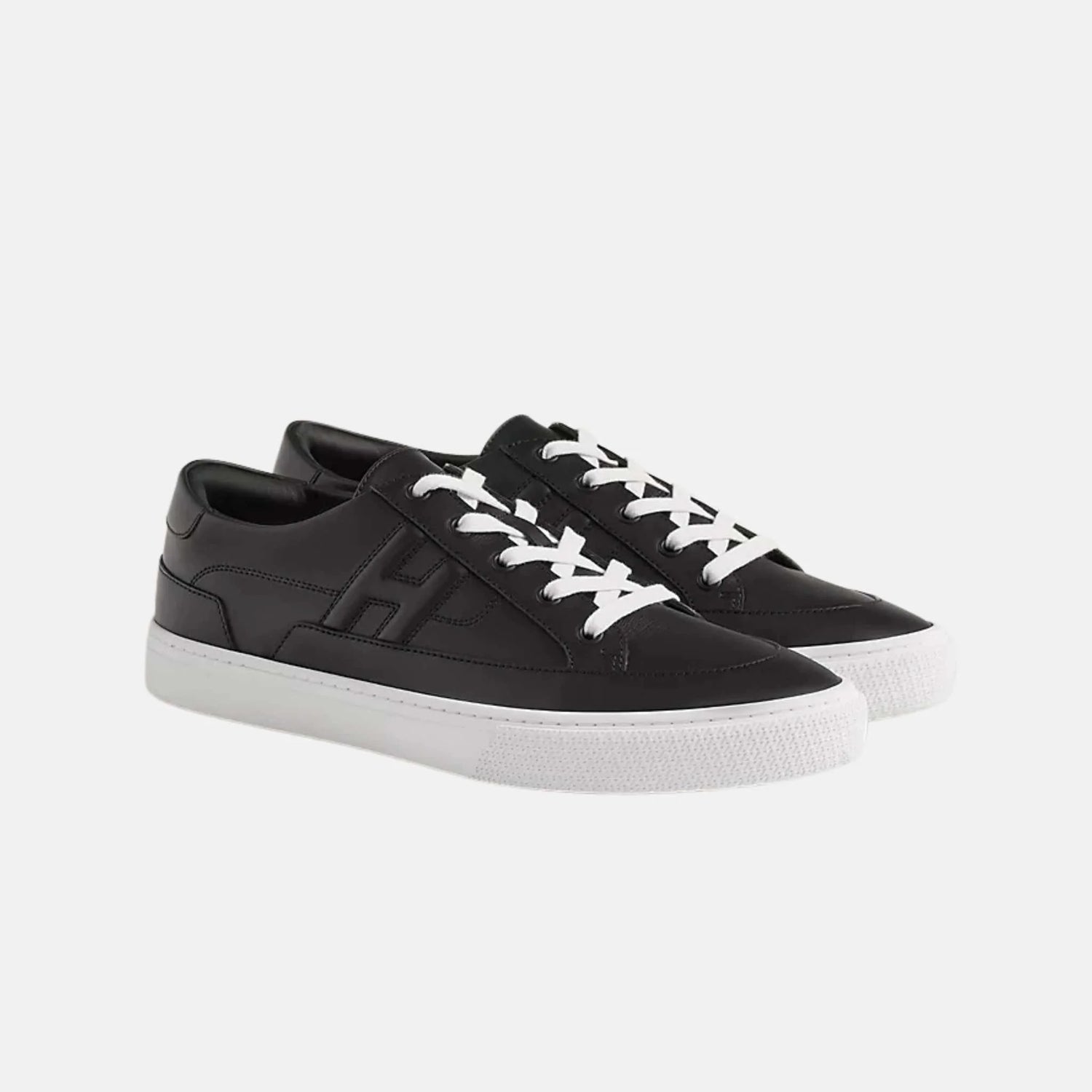 Hermes Deep Sneaker Calfskin Black , Front &amp; Side