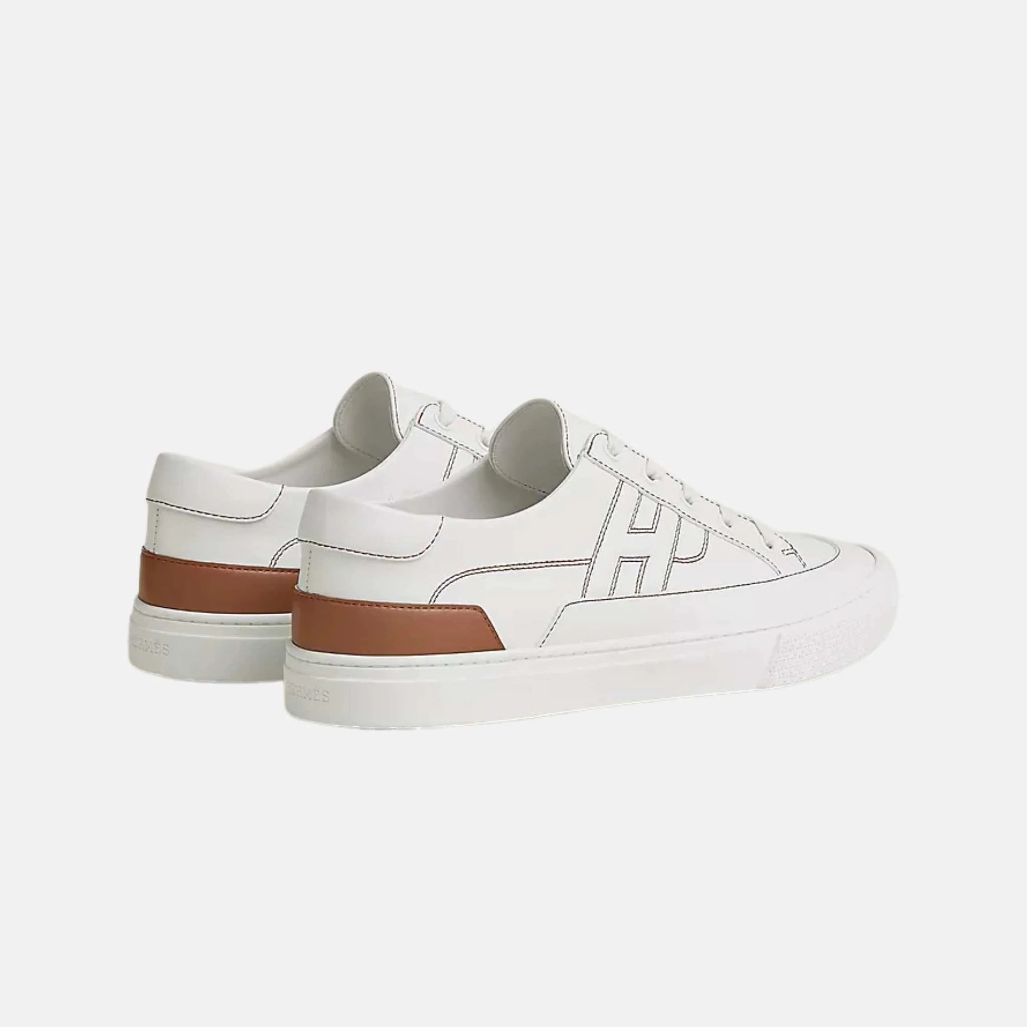 Hermes Deep Sneaker Calfskin White/Gold , Rear