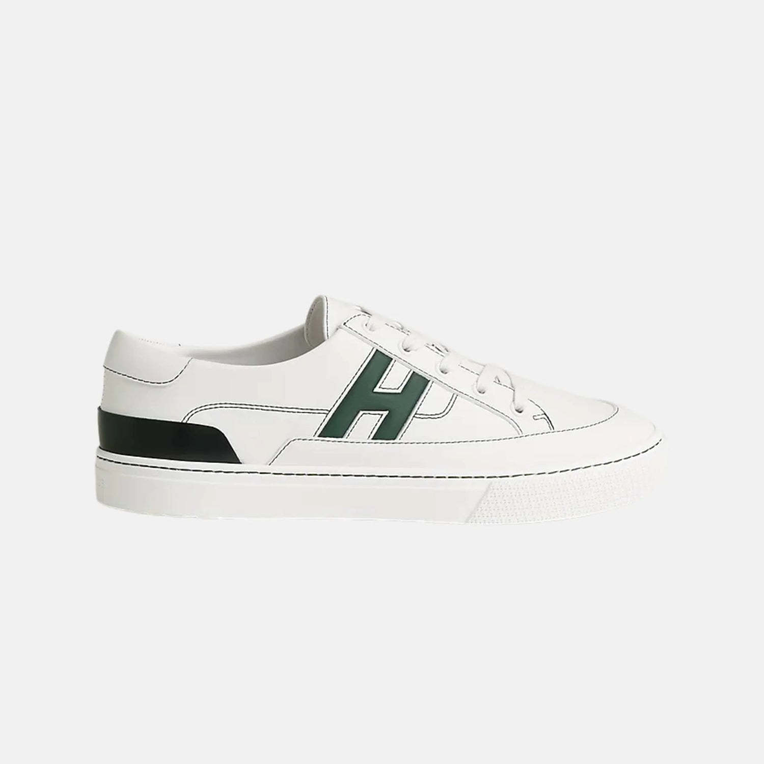 Hermes Deep Sneaker Calfskin White/Vert , Front