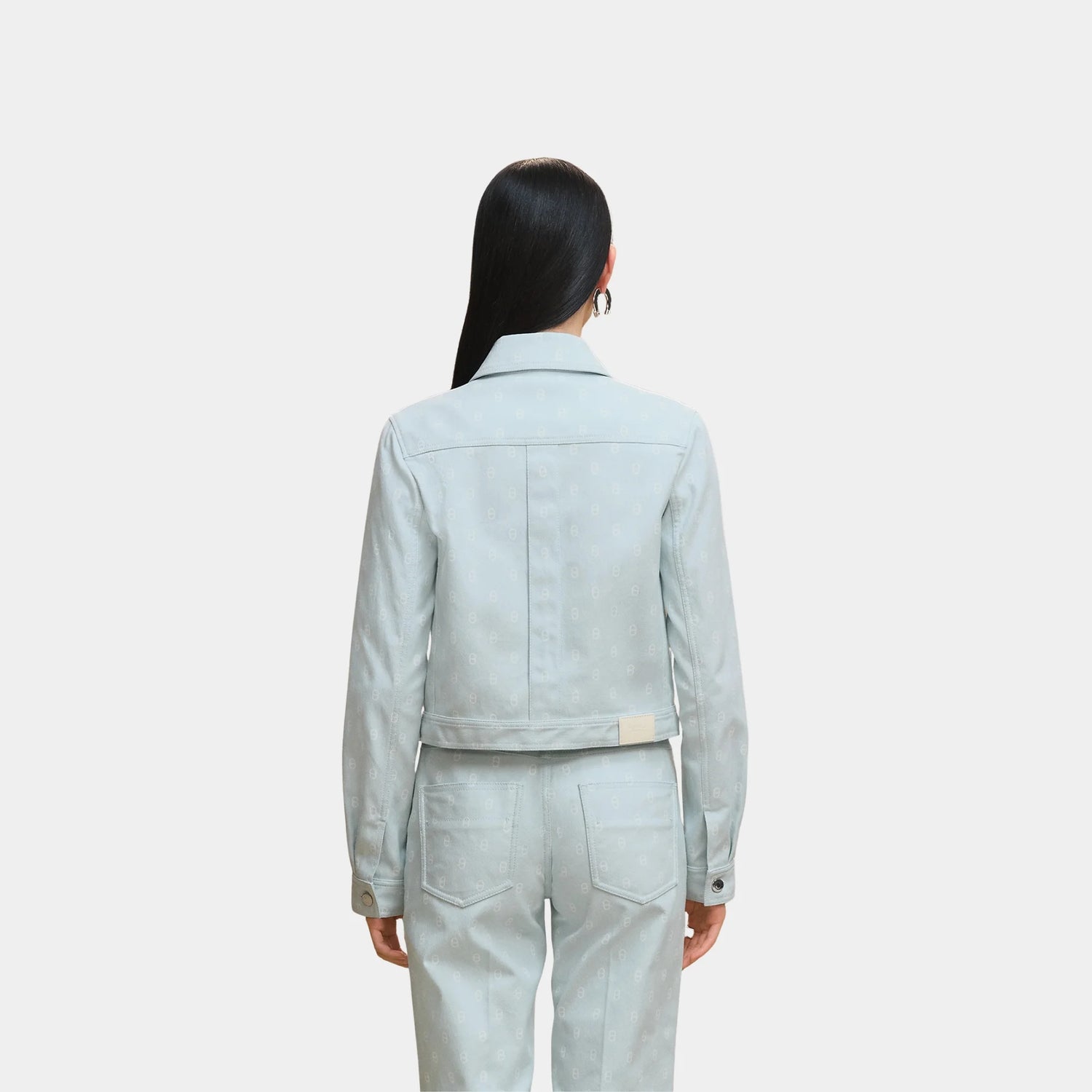 Hermes Denim-inspired Jacket with Anchor Chain Print in Cotton, Vert Embrun, Back