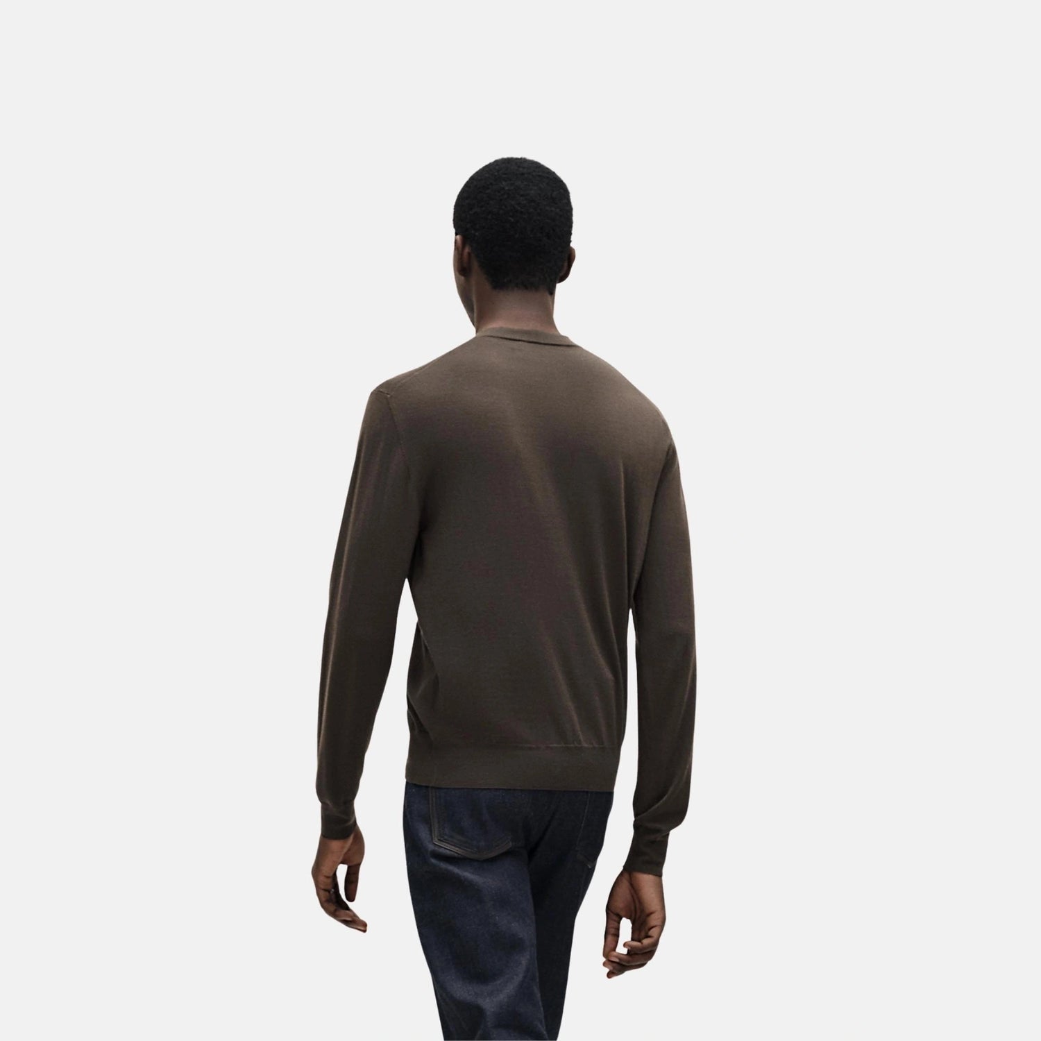 Hermes Detail H Crewneck Sweater, Coffee, Back