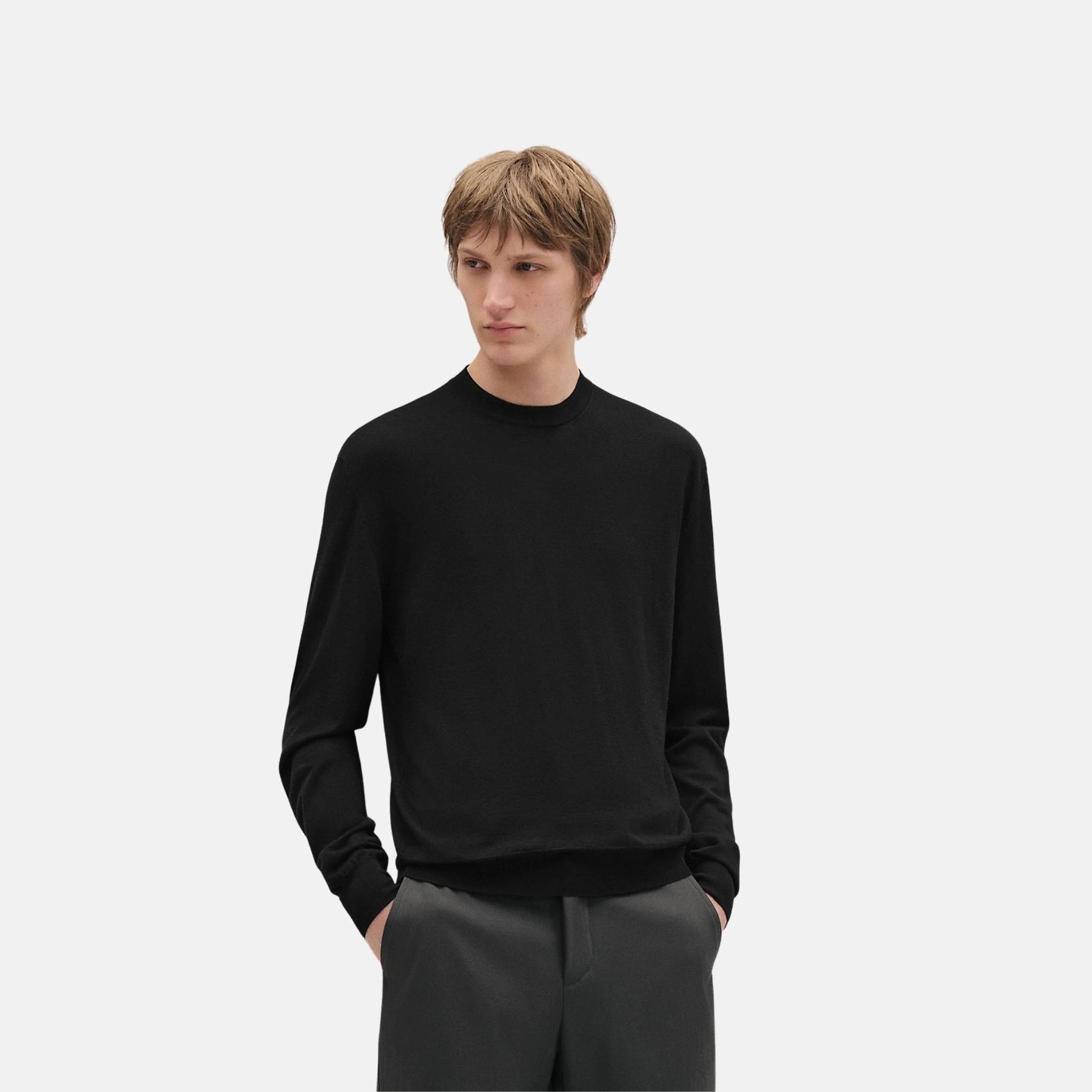 Hermes Detail H Crewneck Sweater, Noir, Front