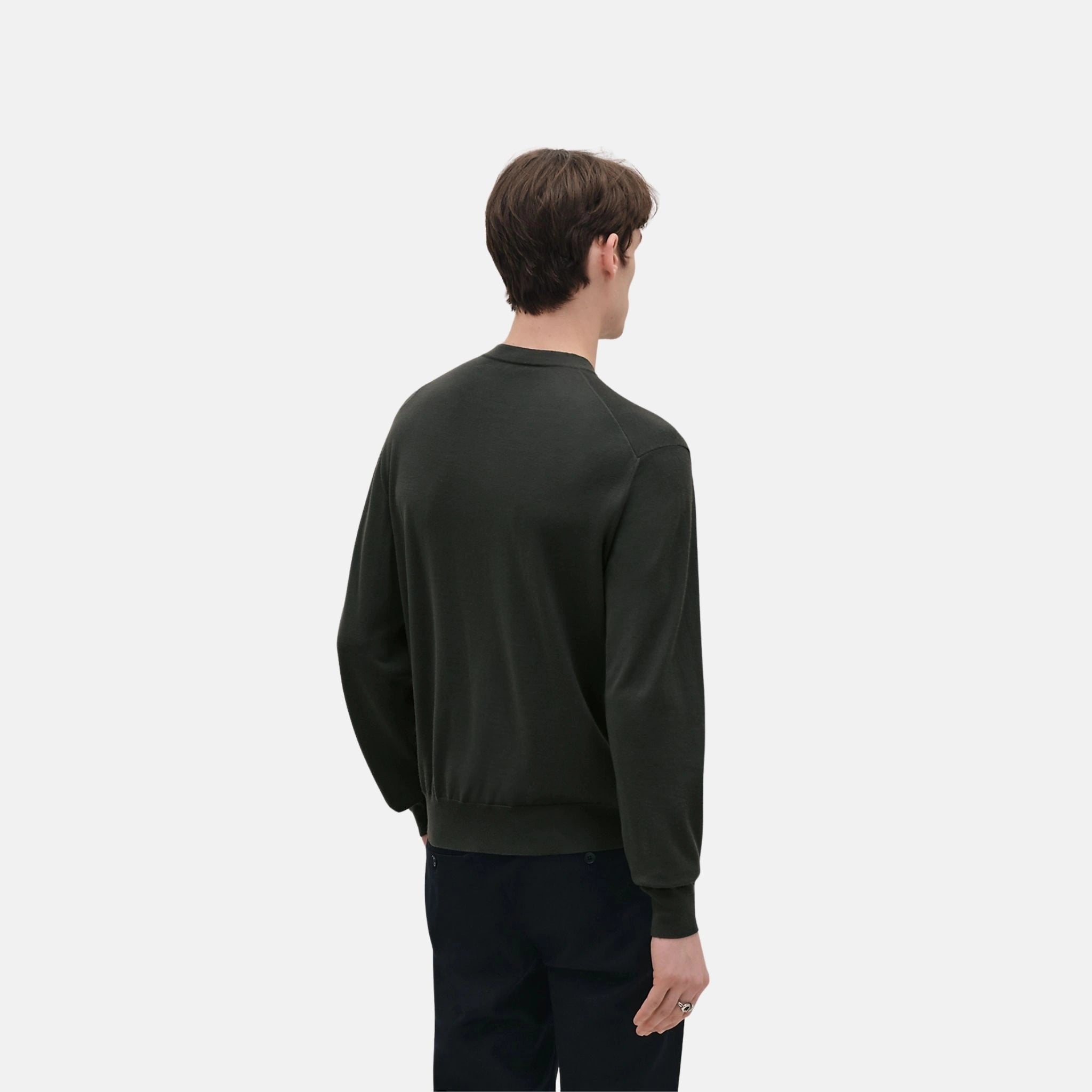 Hermes Detail H Crewneck Sweater, Vert Chrome, Back