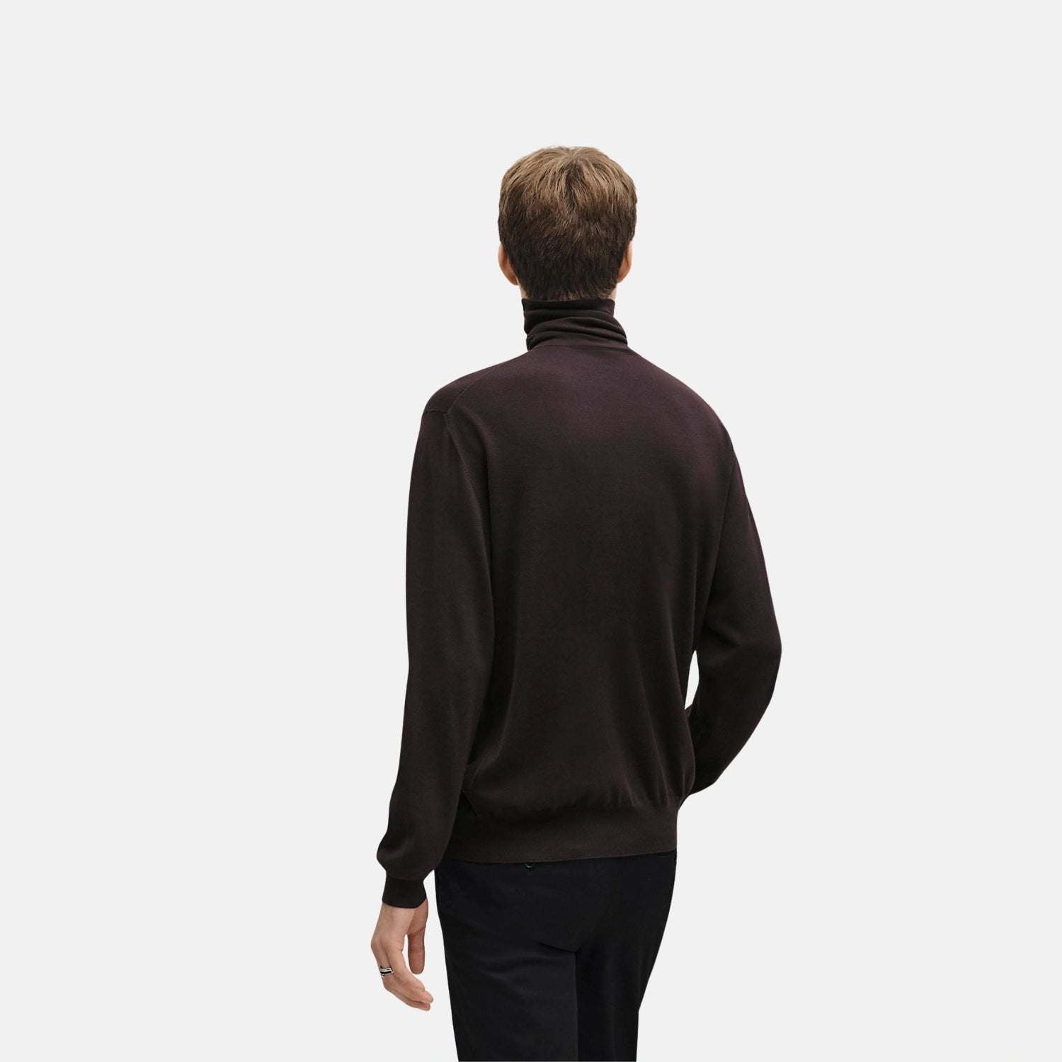 Hermes Detail H Turtleneck Sweater, Prunoir, Back