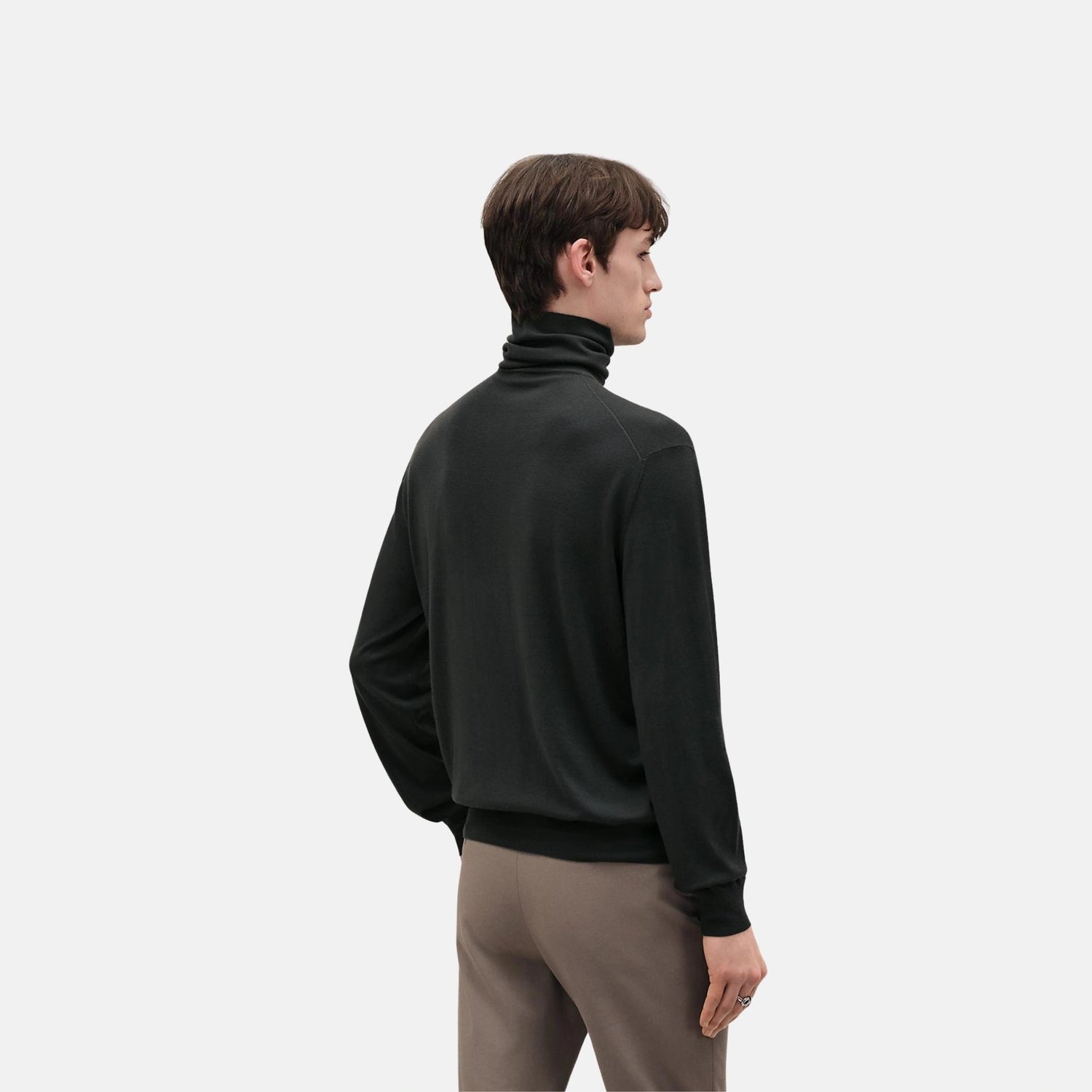 Hermes Detail H Turtleneck Sweater, Vert Chrome, Back