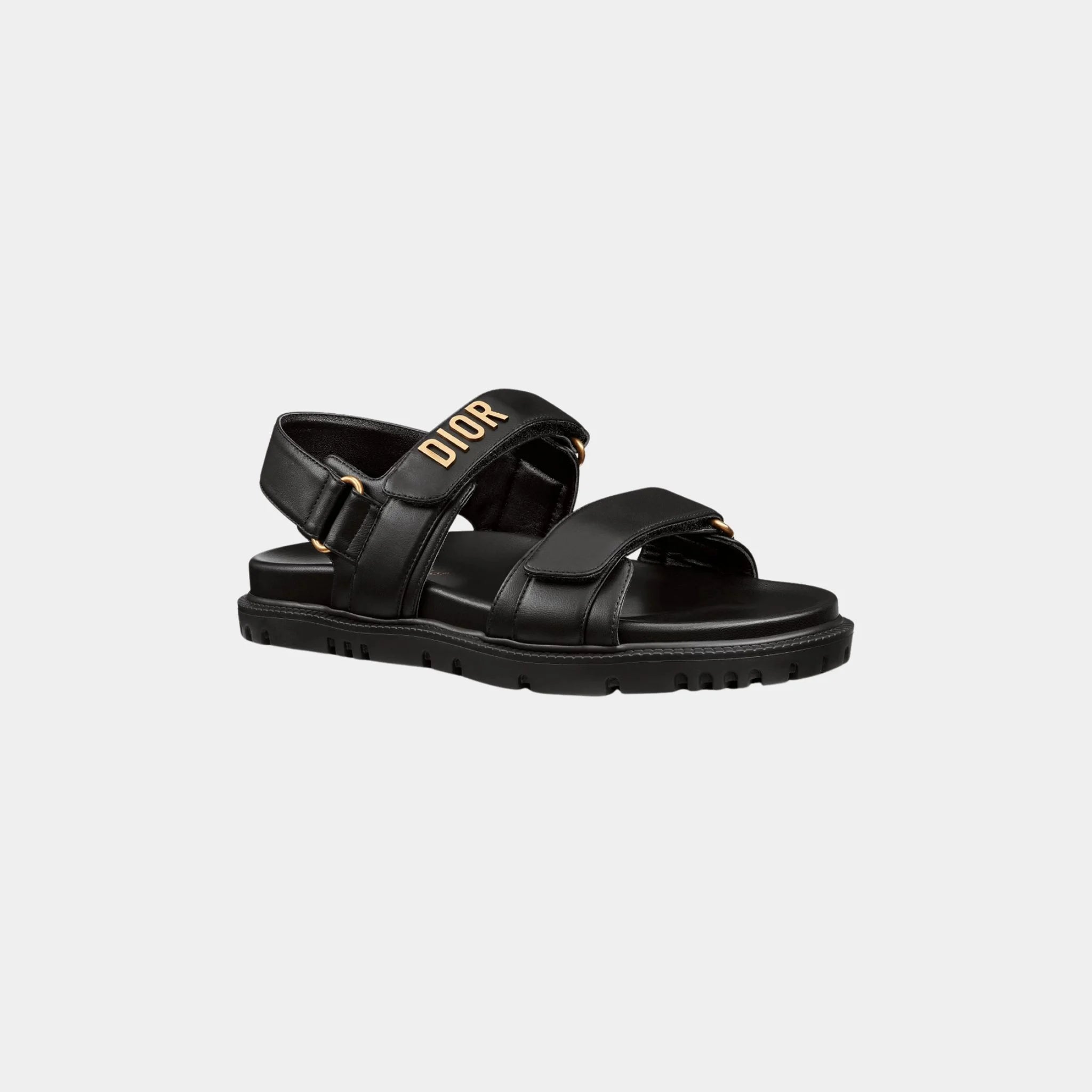 Dior Dioract Sandal in Lambskin, Black, Front
