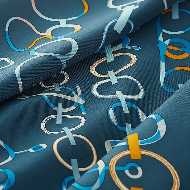 Hermes Do Re Boucles scarf 90, Blue, Close