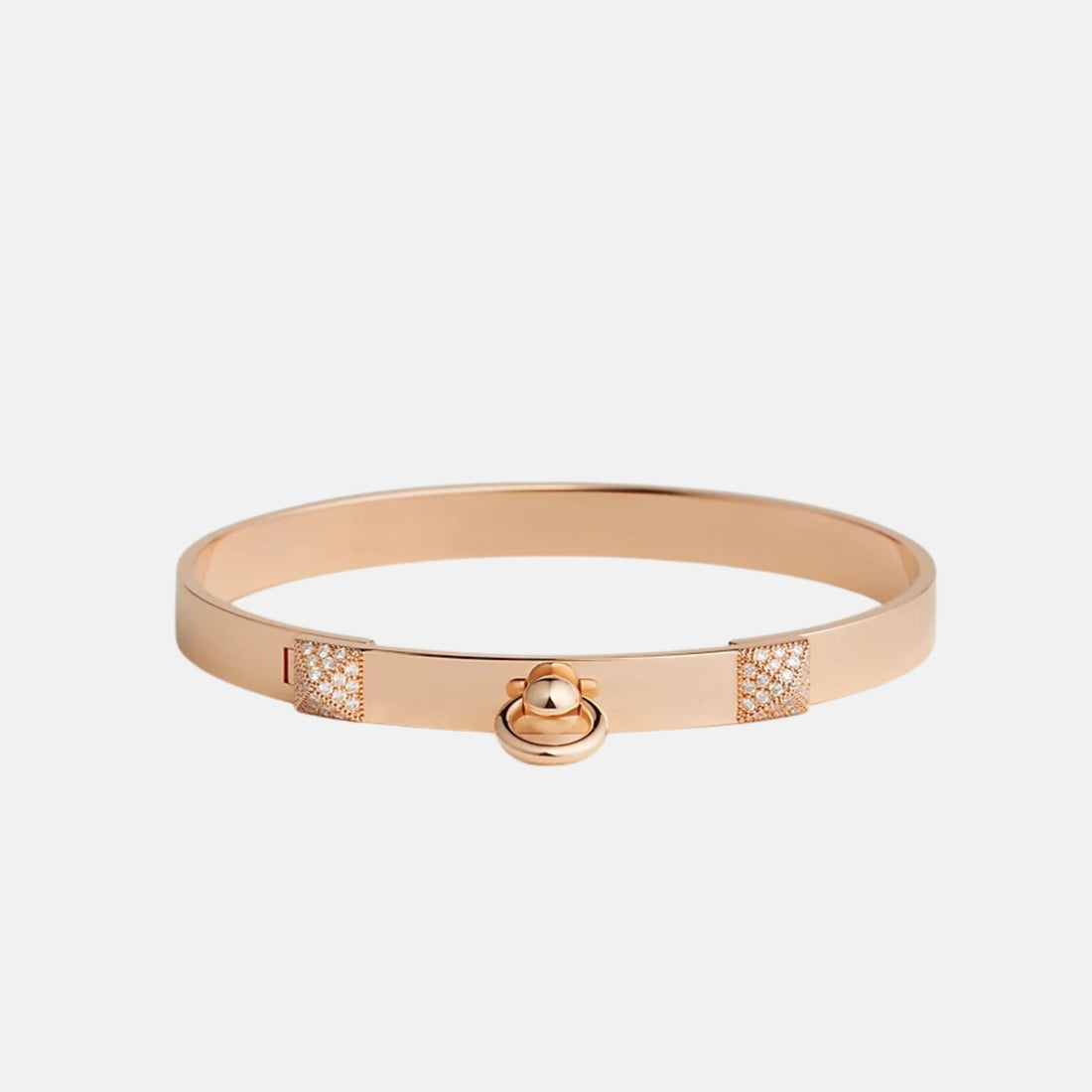 Dog Collar Bracelet Small Model Rose Gold Diamonds, Front