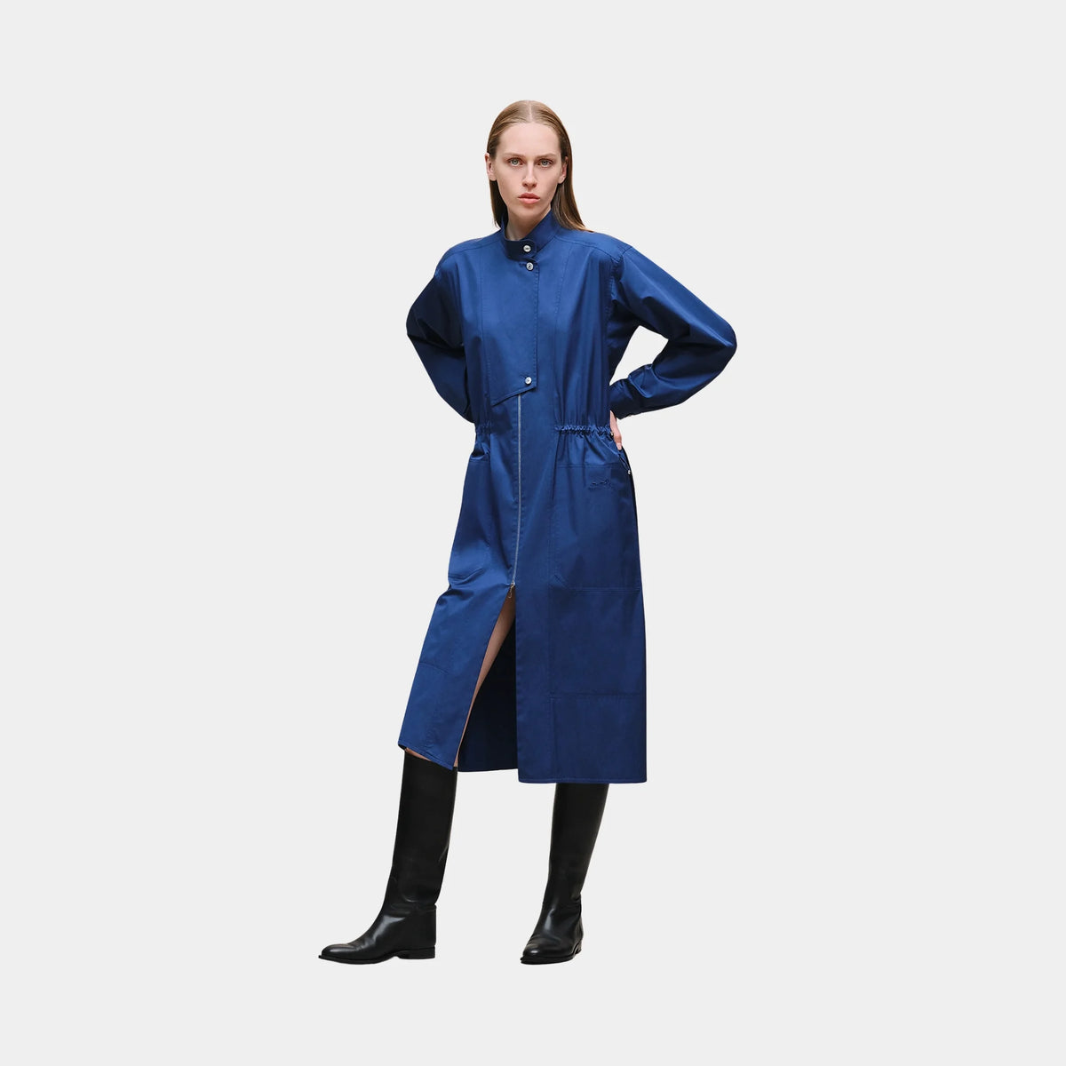 Drawstring Dress in Cotton Twill