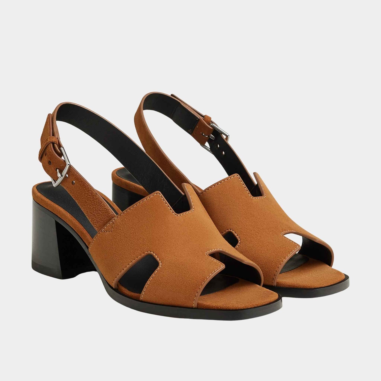 Hermes Elbe 60 Sandal in Suede Goatskin, Front
