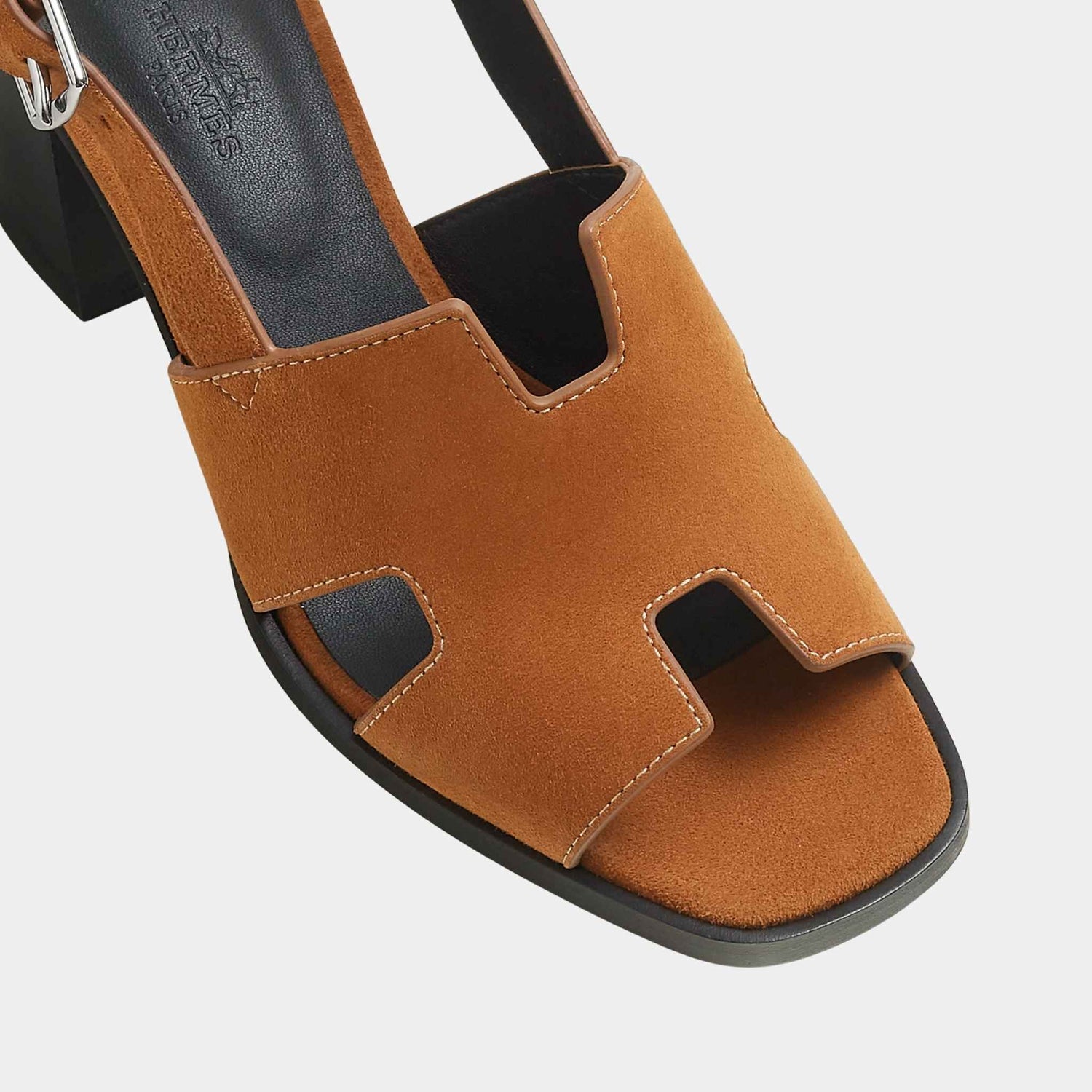 Hermes Elbe 60 Sandal in Suede Goatskin, Top