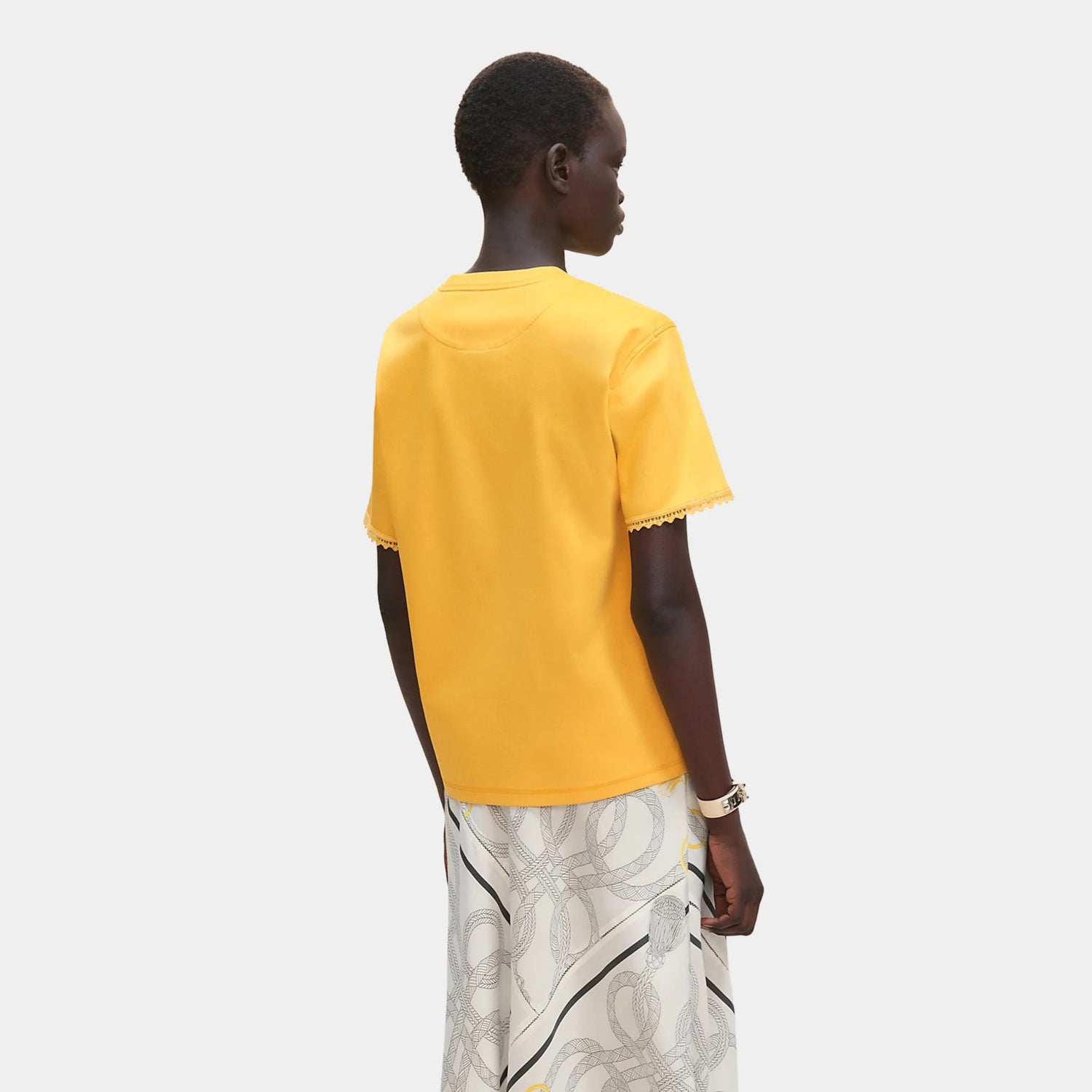 Hermes Embroidered Maxi T-shirt, Jaune Mimosa, Back