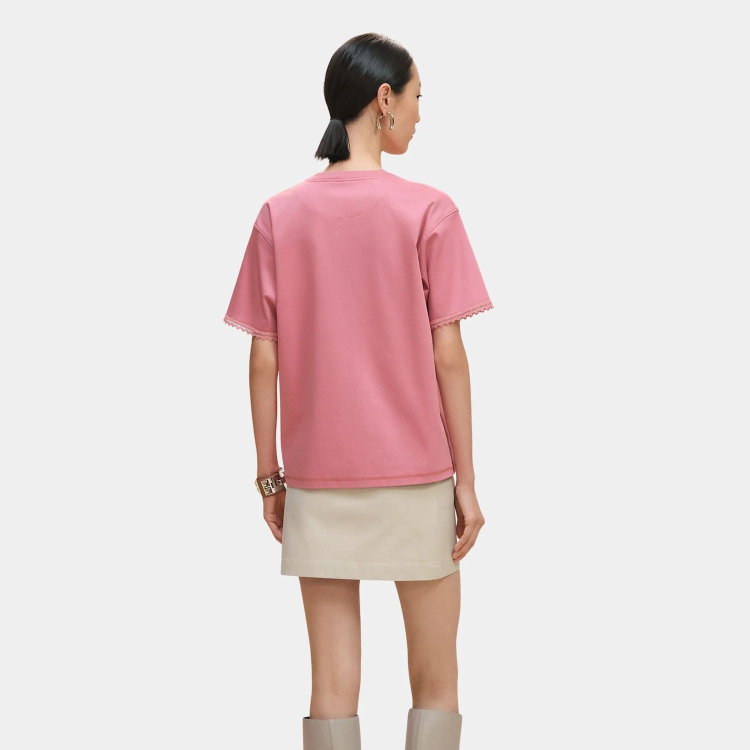 Hermes Embroidered Maxi T-shirt, Rose Sorbet, Back