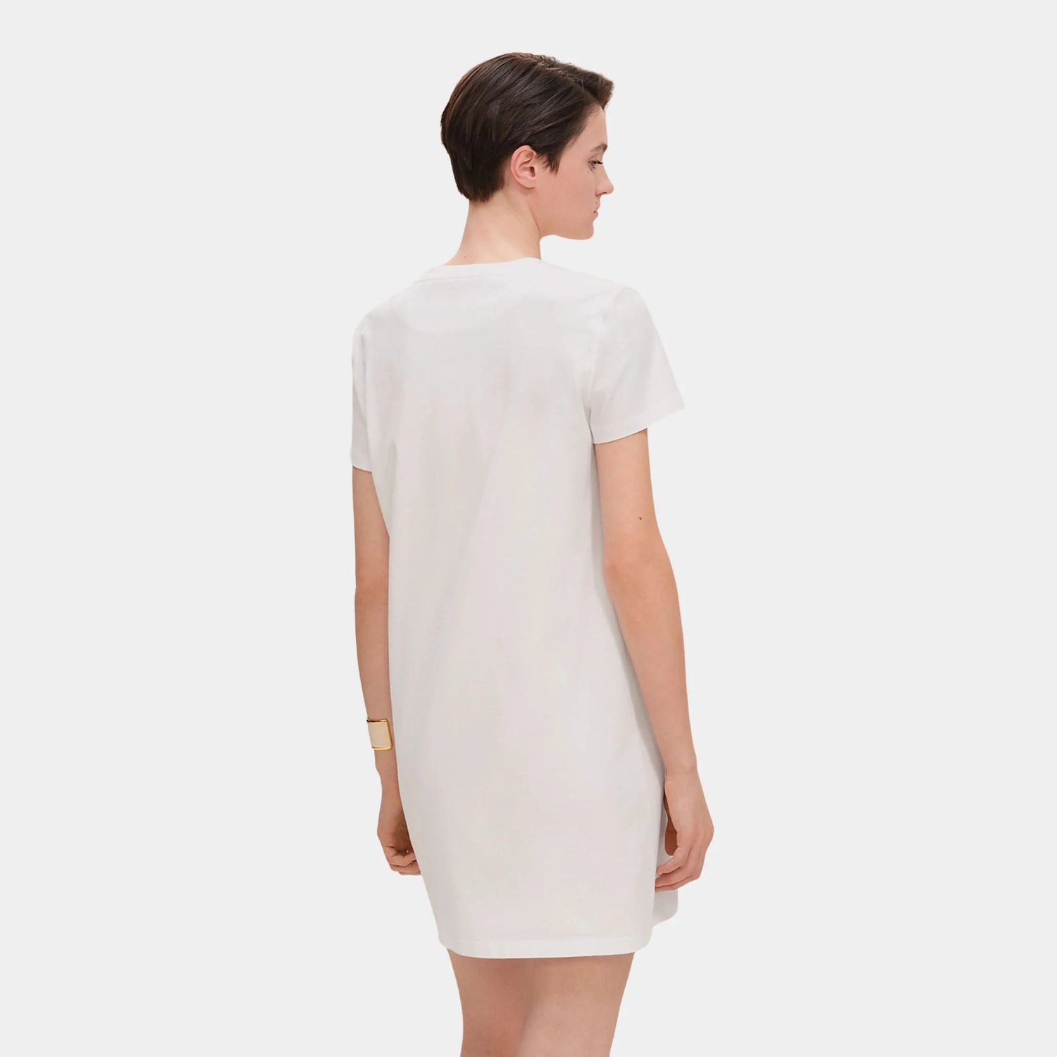 Hermes Embroidered Pocket Dress in Plain Cotton Jersey, Blanc, Back