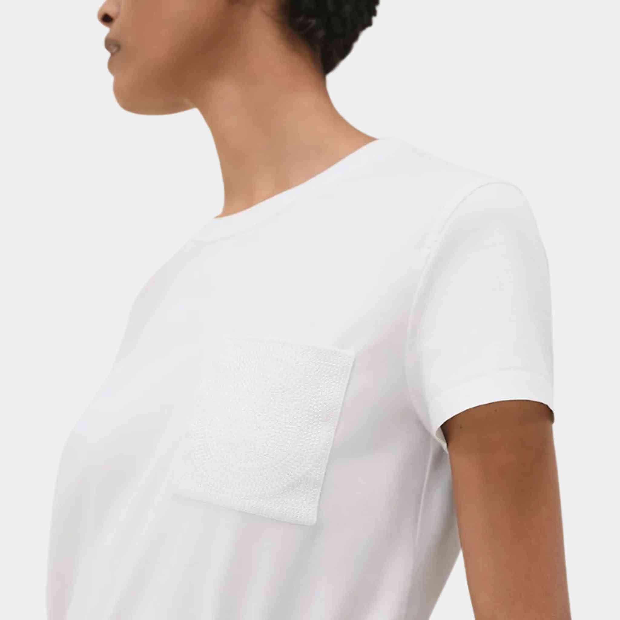 Hermes Embroidered Pocket T-Shirt Blanc, Closeup, Model