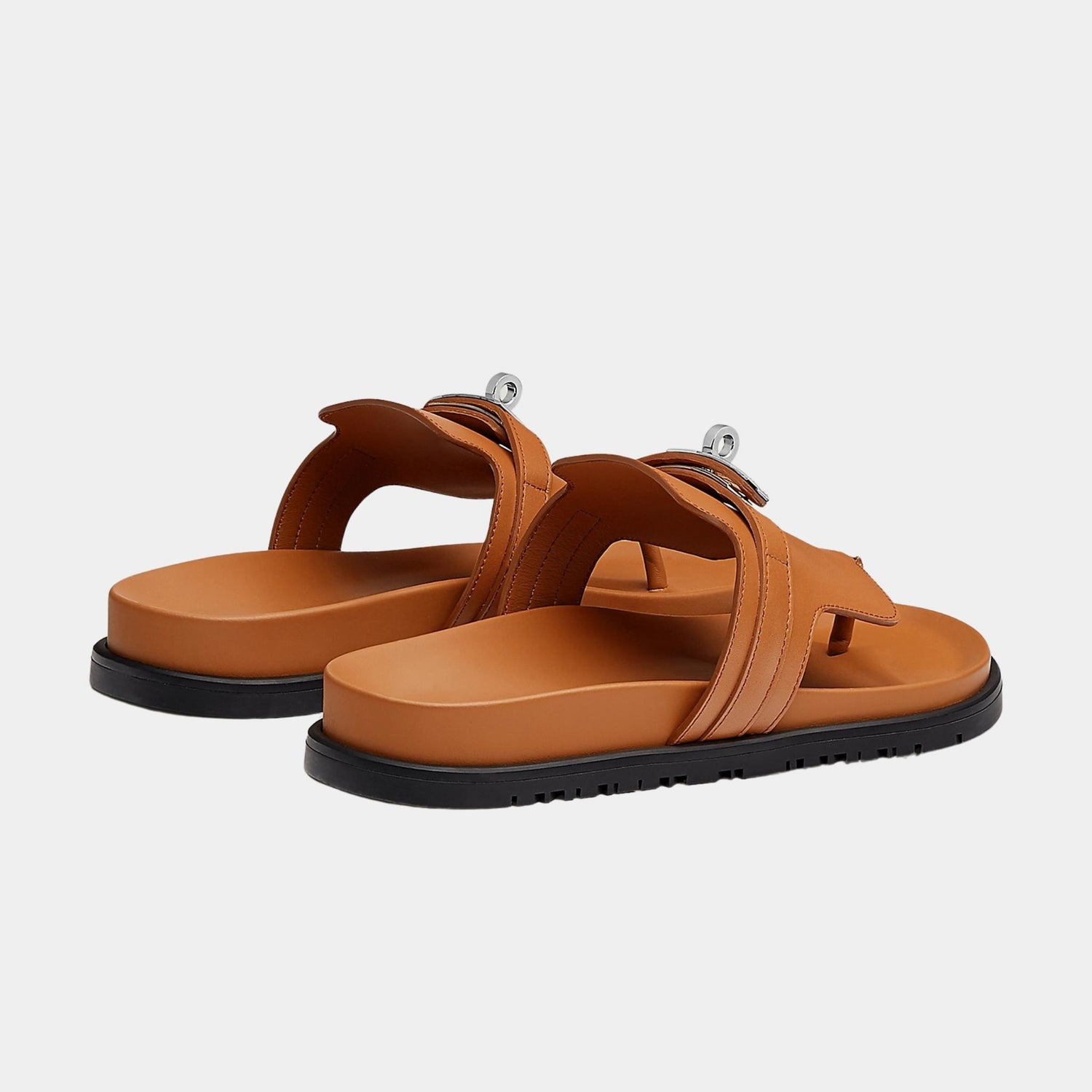 Hermes Empire Sandal Calfskin Palladium Plated Buckle, Marron Glaise, Back