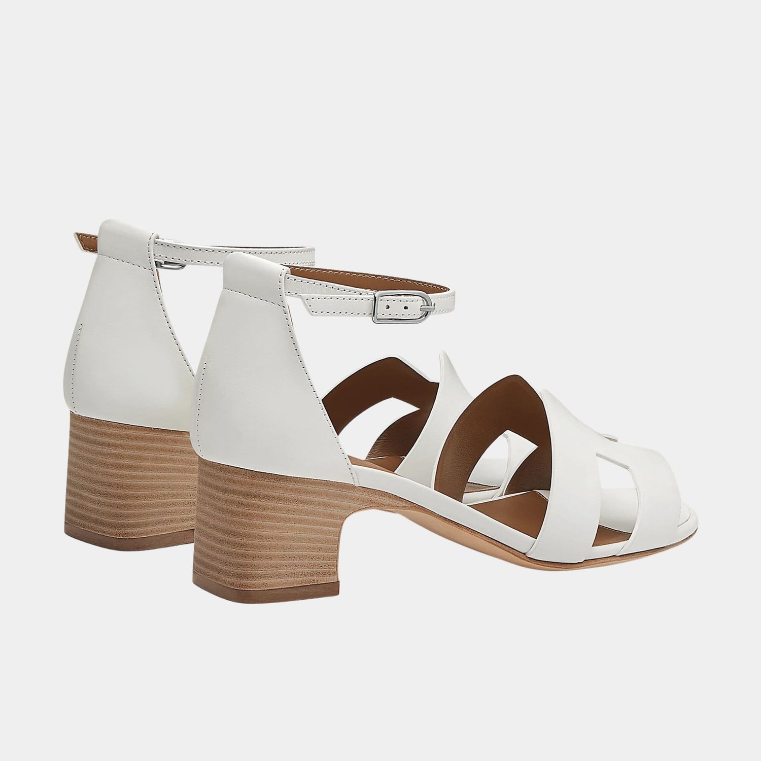 Hermes Encens 50 Sandal in Calfskin, Blanc, Back
