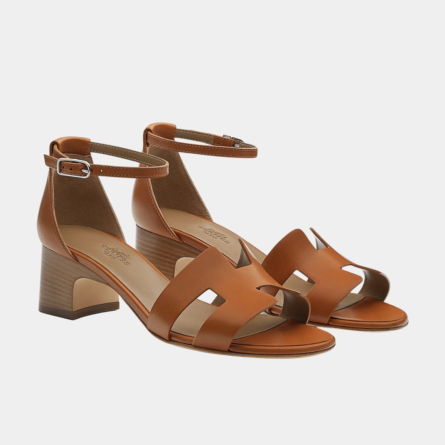 Hermes Encens 50 Sandal in Calfskin, Naturel, Front