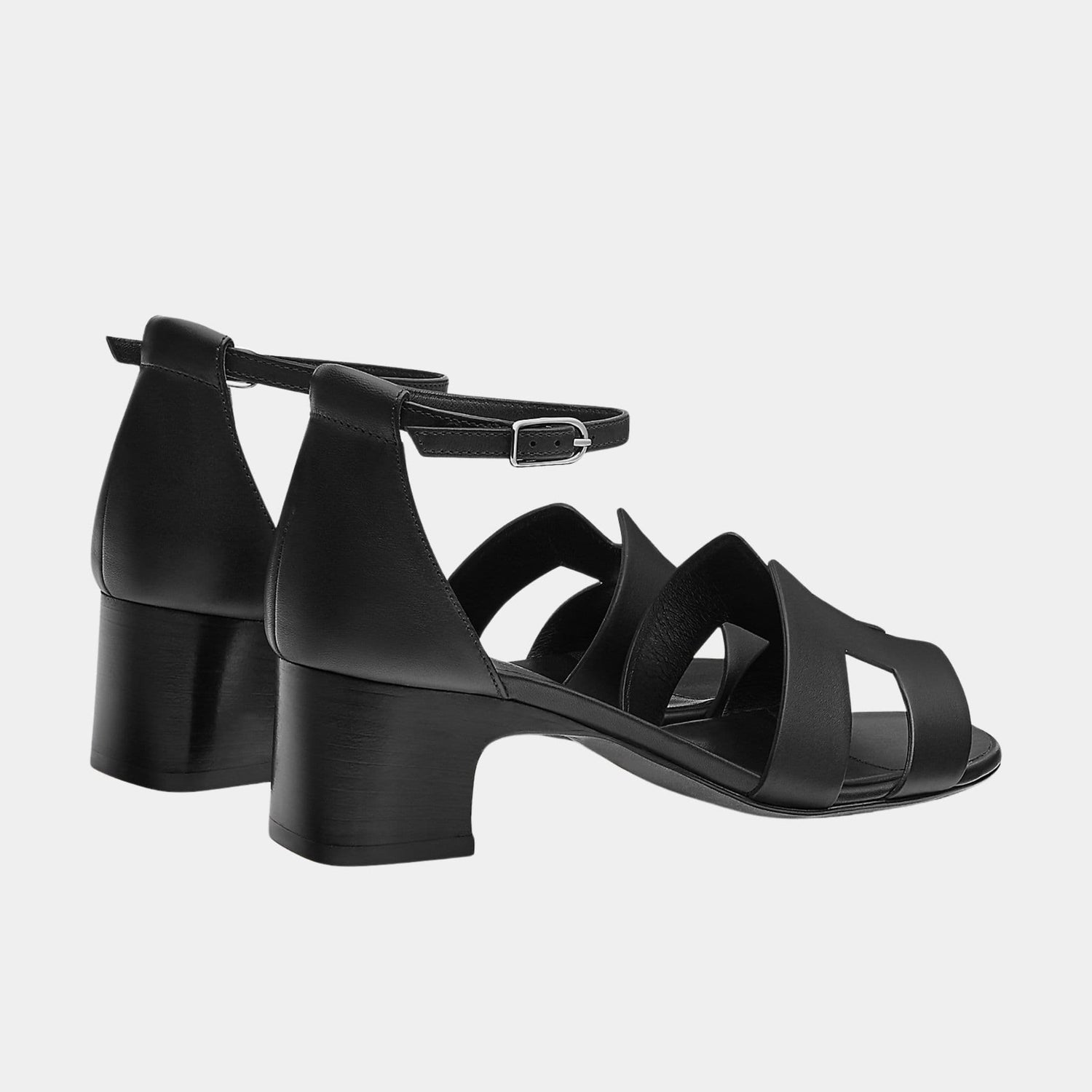 Hermes Encens 50 Sandal in Calfskin, Noir, Back