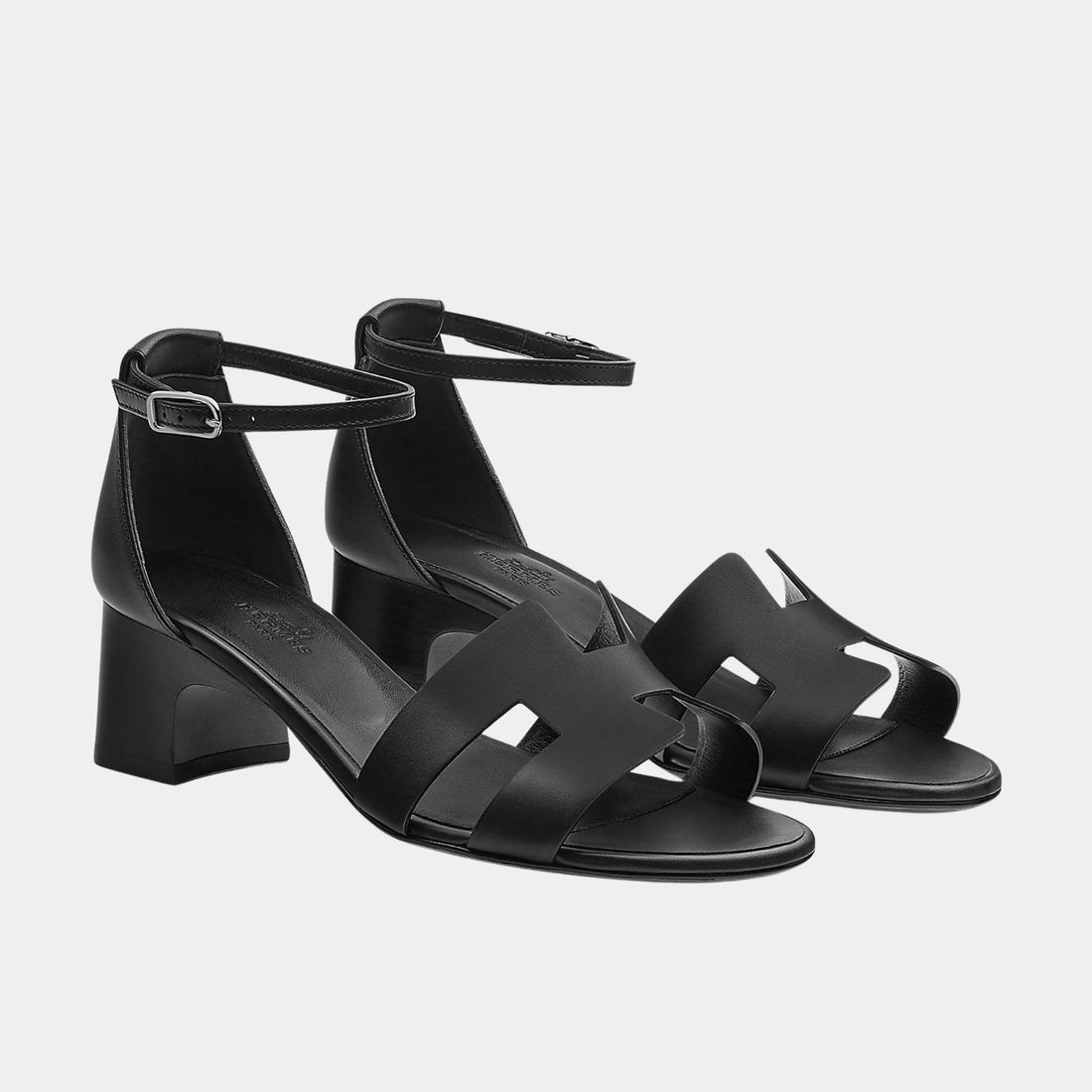 Hermes Encens 50 Sandal in Calfskin, Noir, Front
