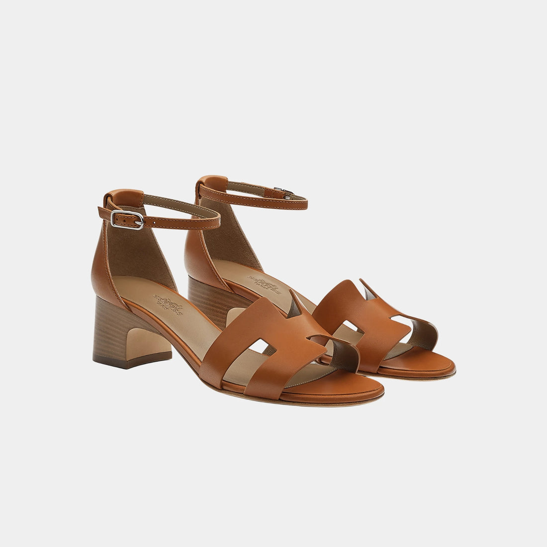 Hermes Encens 50 Sandals in Heritage Calfskin, Naturel, Front