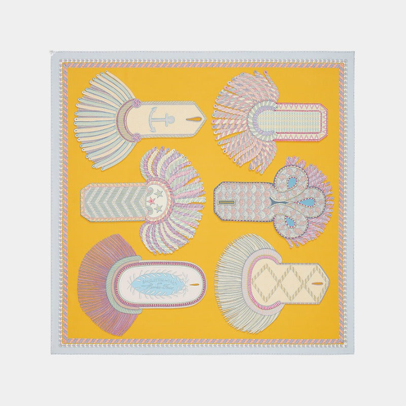 Hermes Epaulettes de Gala Double Face scarf 90, Yellow