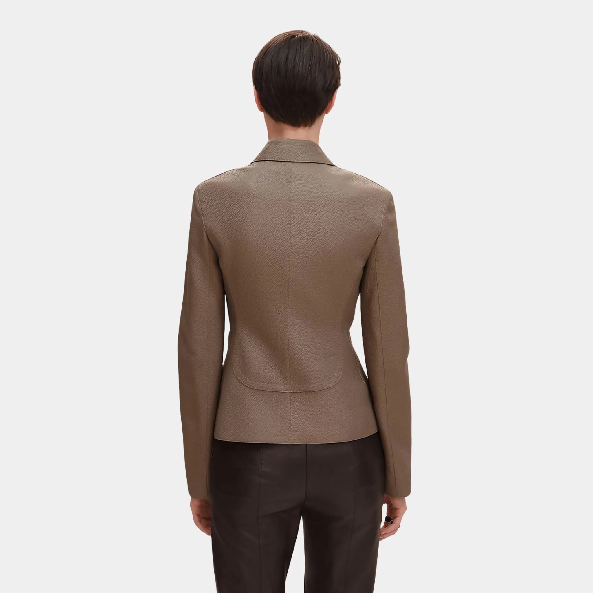Hermes Equestrian Jacket in Washed Deer, Gris Etoupe, Back