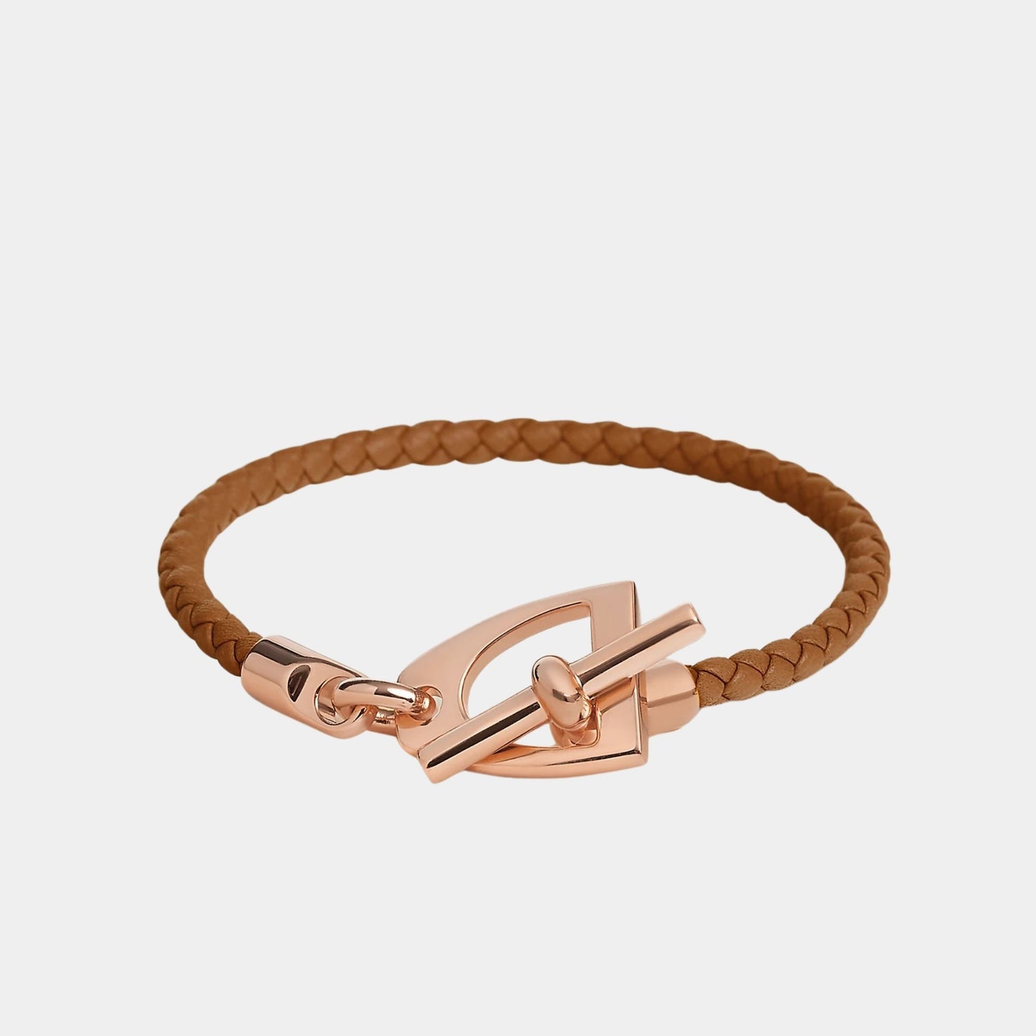 Hermes Etrier Bracelet Swift Calfskin Rose Gold Plated, Gold