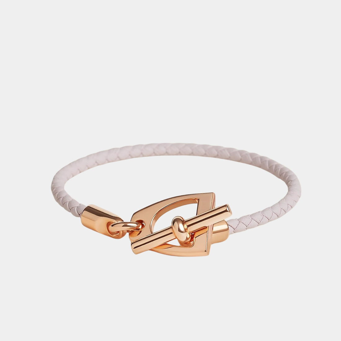 Hermes Etrier Bracelet Swift Calfskin Rose Gold Plated, Mauve Pale
