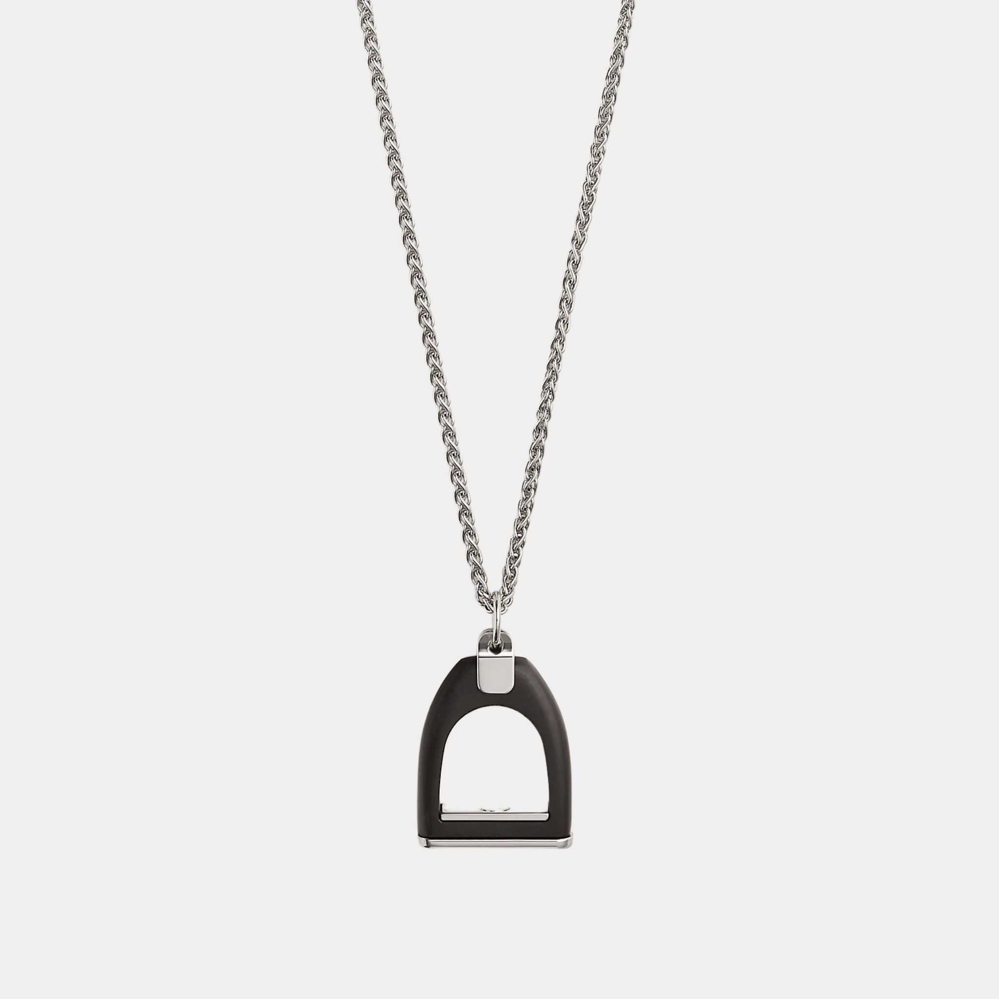 Hermes Etrier Vulcanium Necklace, Brun