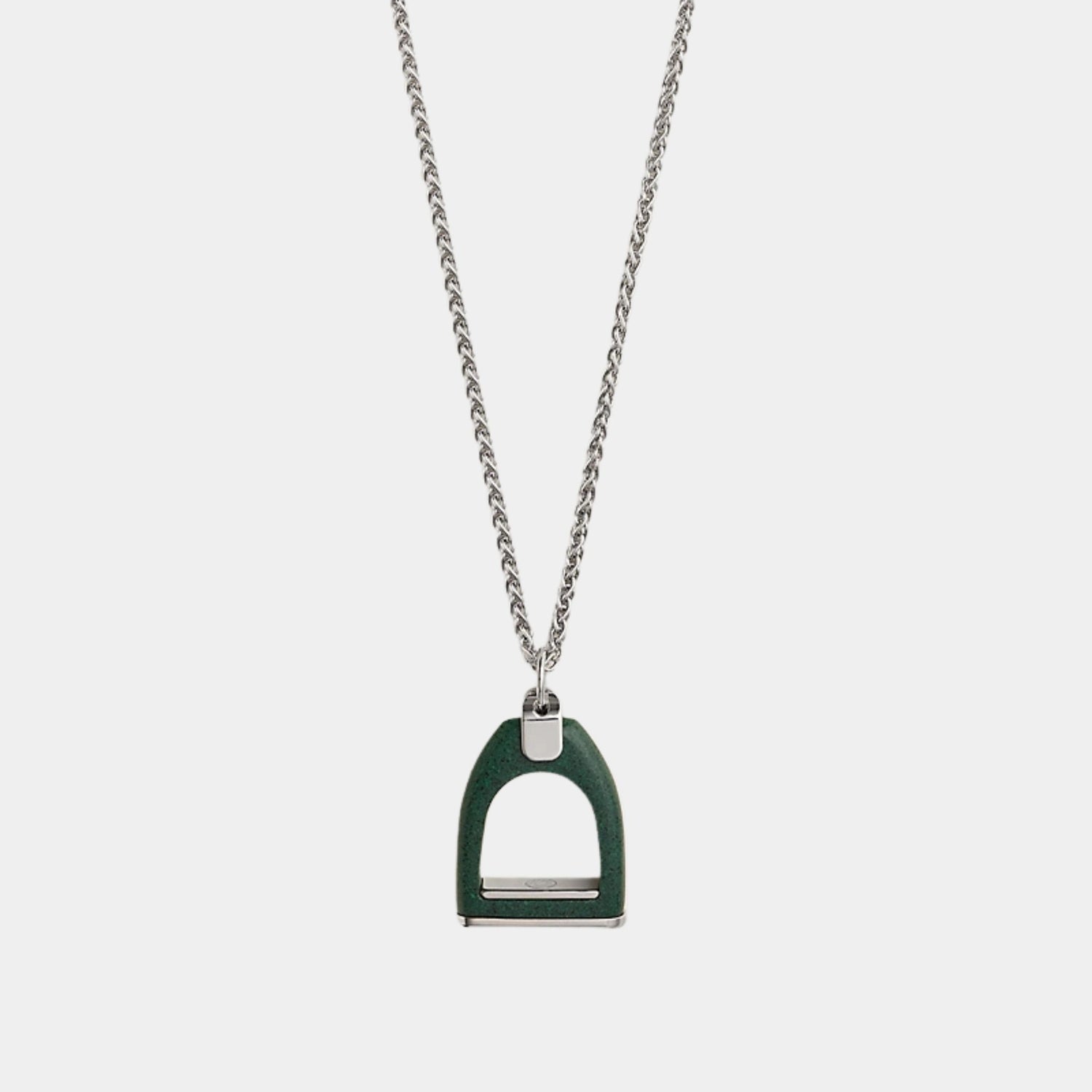 Hermes Etrier Vulcanium Necklace, Vert Fonce