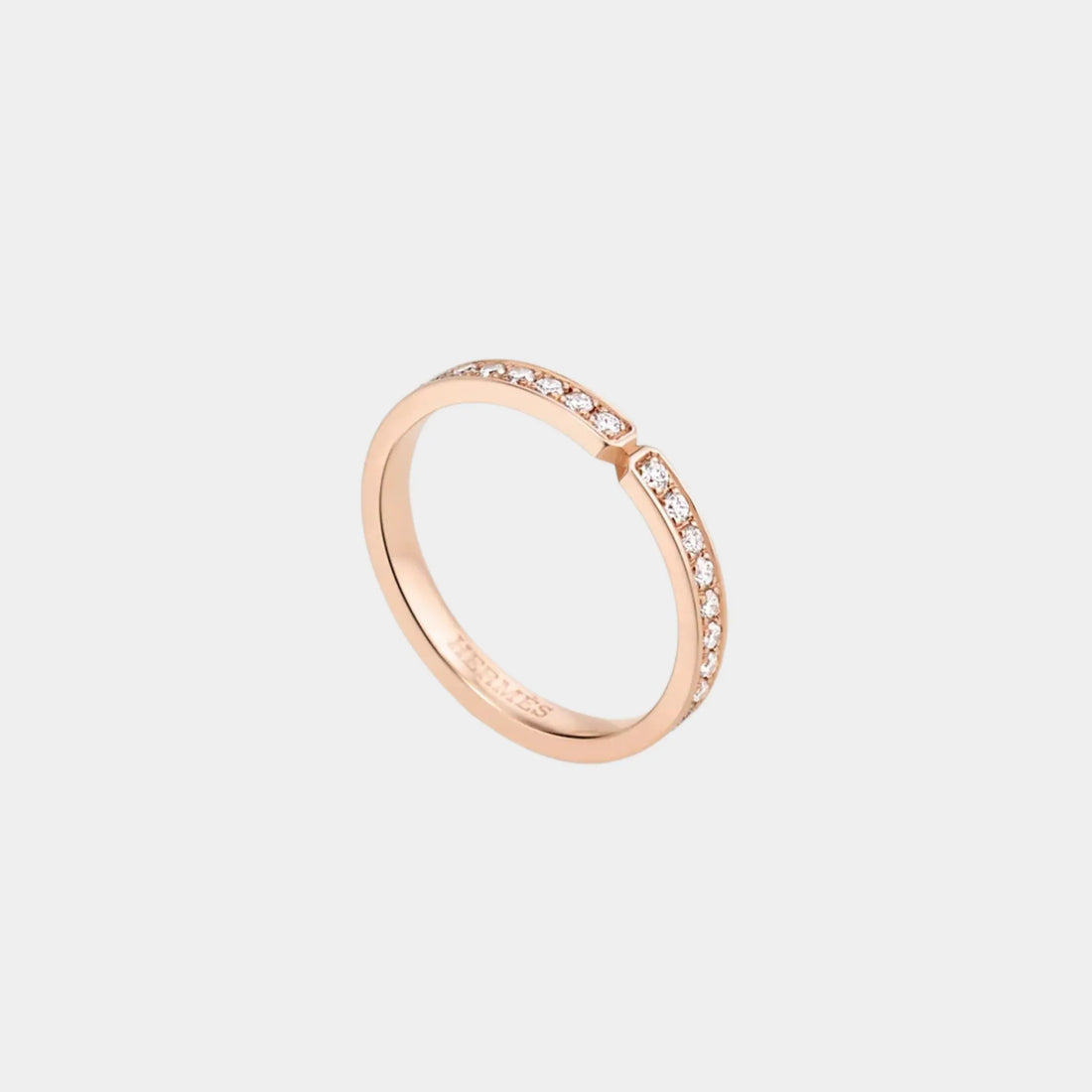 Hermes Ever Kelly Wedding Band Small Model Rose Gold - Diamonds, Front