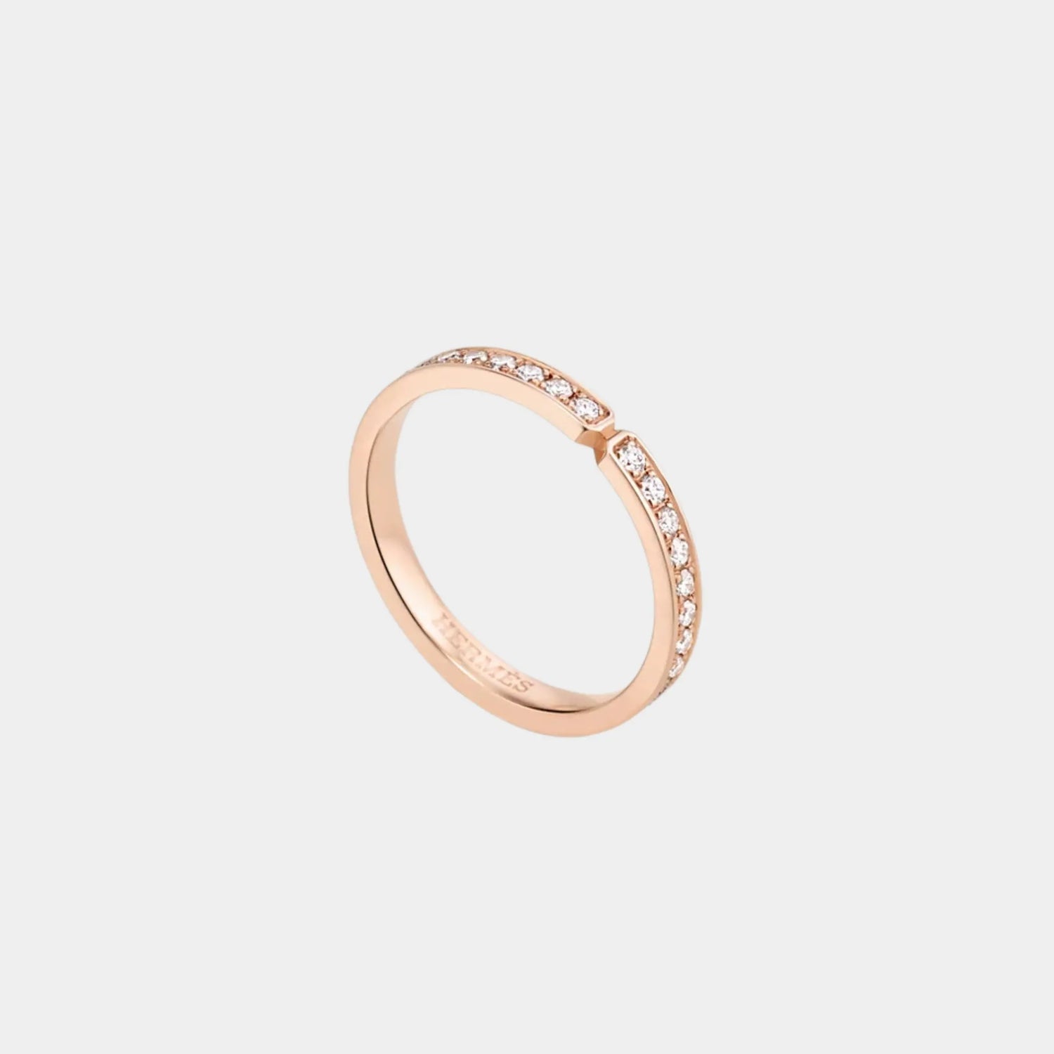 Hermes Ever Kelly Wedding Band Small Model Rose Gold - Diamonds, Front