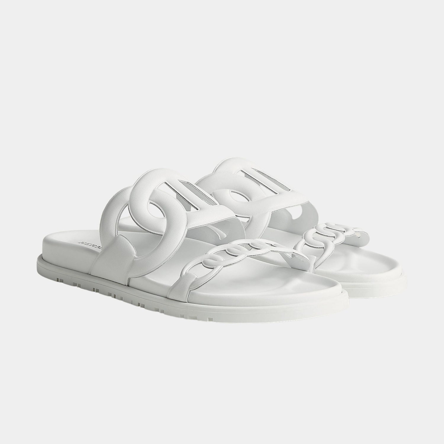 wHermes Extra Sandals in Nappa Leather, Blanc, Front