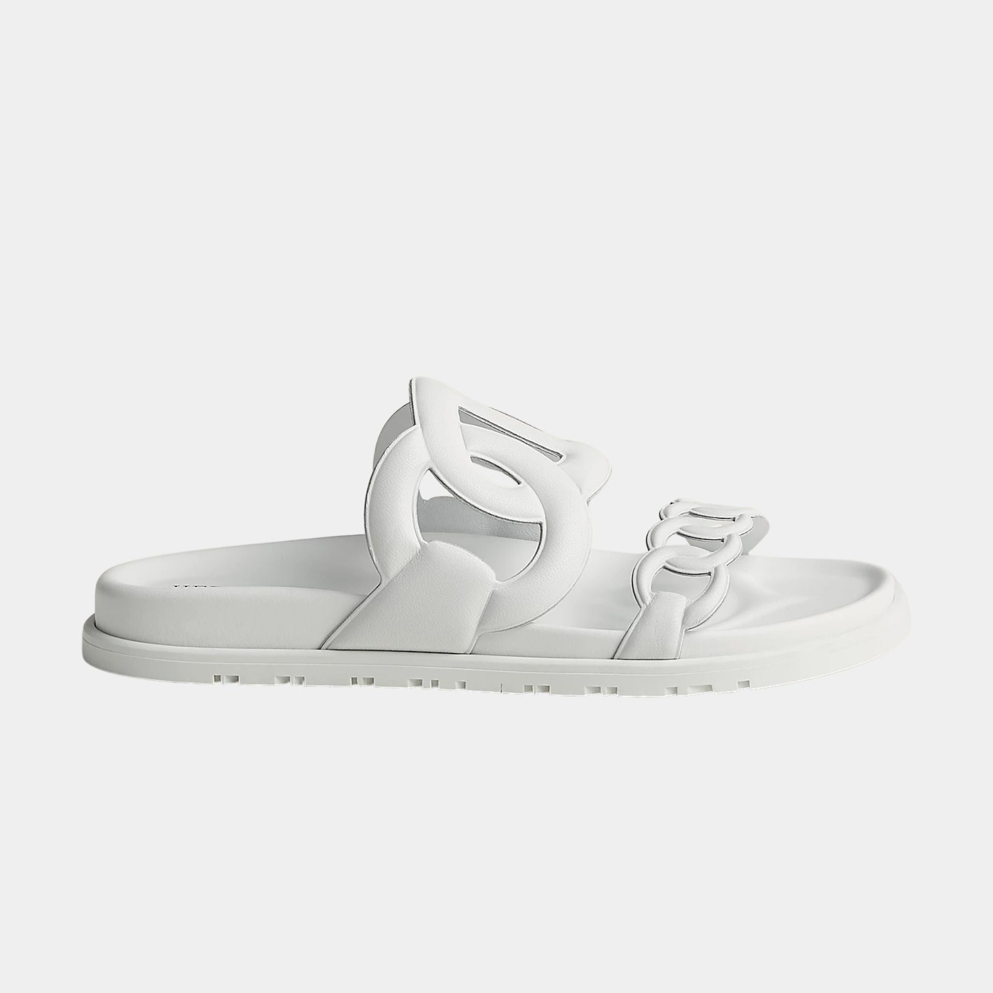 wHermes Extra Sandals in Nappa Leather, Blanc, Side