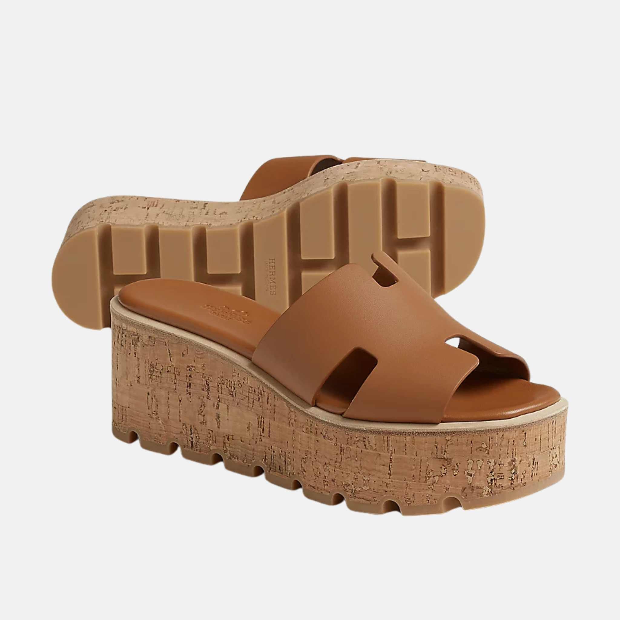 Hermes Eze 30 Sandal Calfskin, Naturel, Front